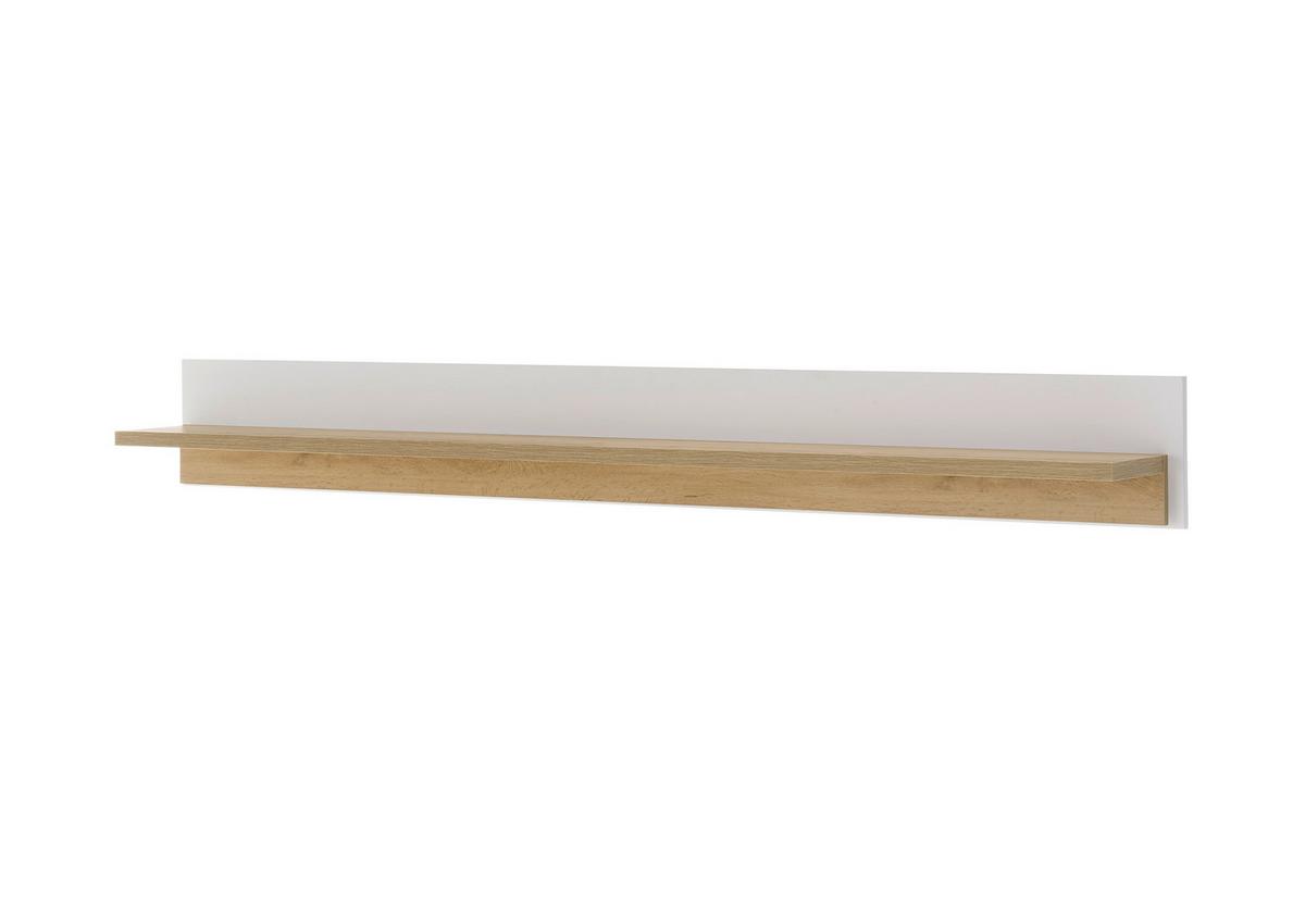 Wandboard Long Island Weiß/Eiche Dekor B: 200cm - Eiche Wotan/Weiß, Design, Holzwerkstoff (200/20/18cm) - MID.YOU