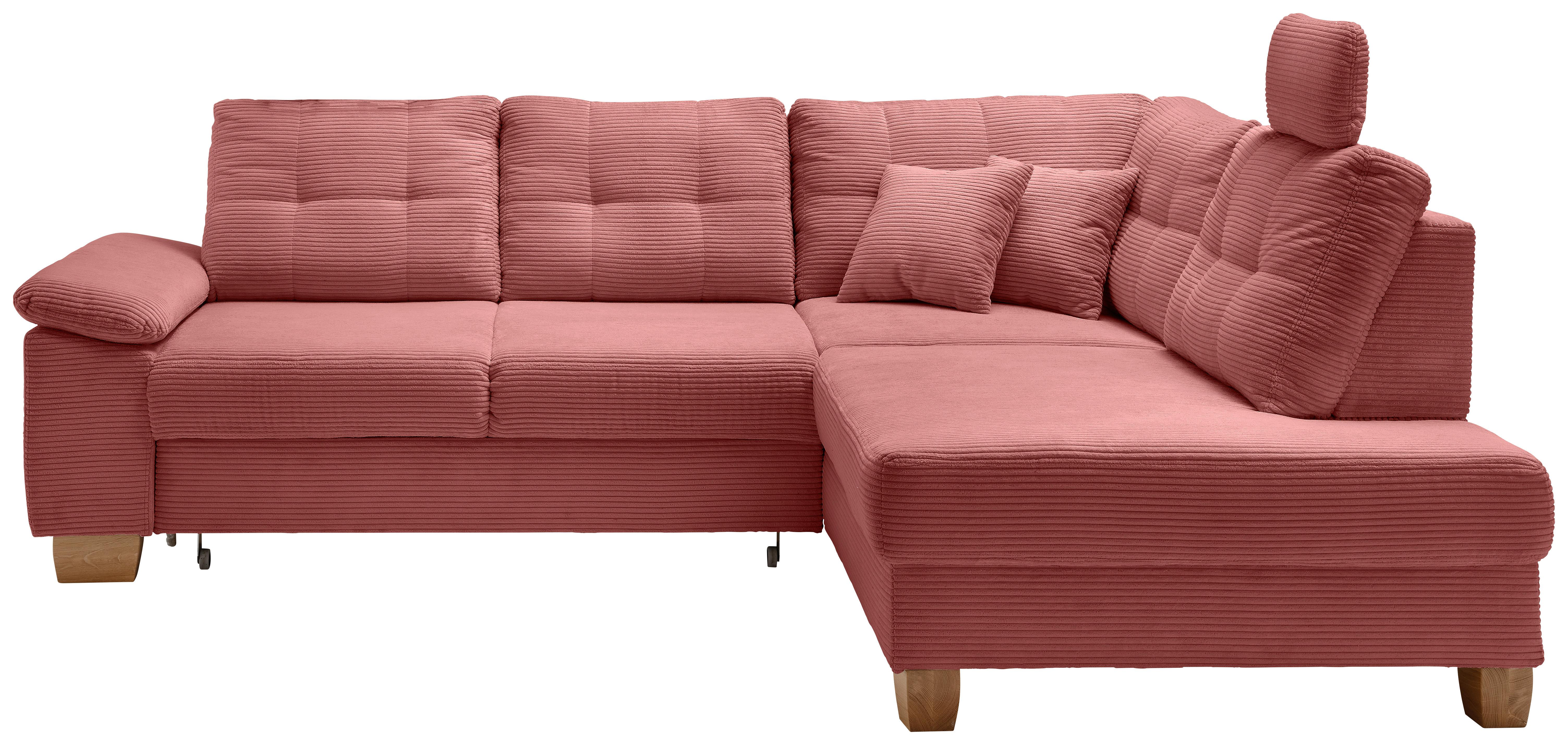 Ecksofa Brizzini Koralle S: 274x206 cm - Koralle/Naturfarben, MODERN, Textil (274/206cm) - Livetastic