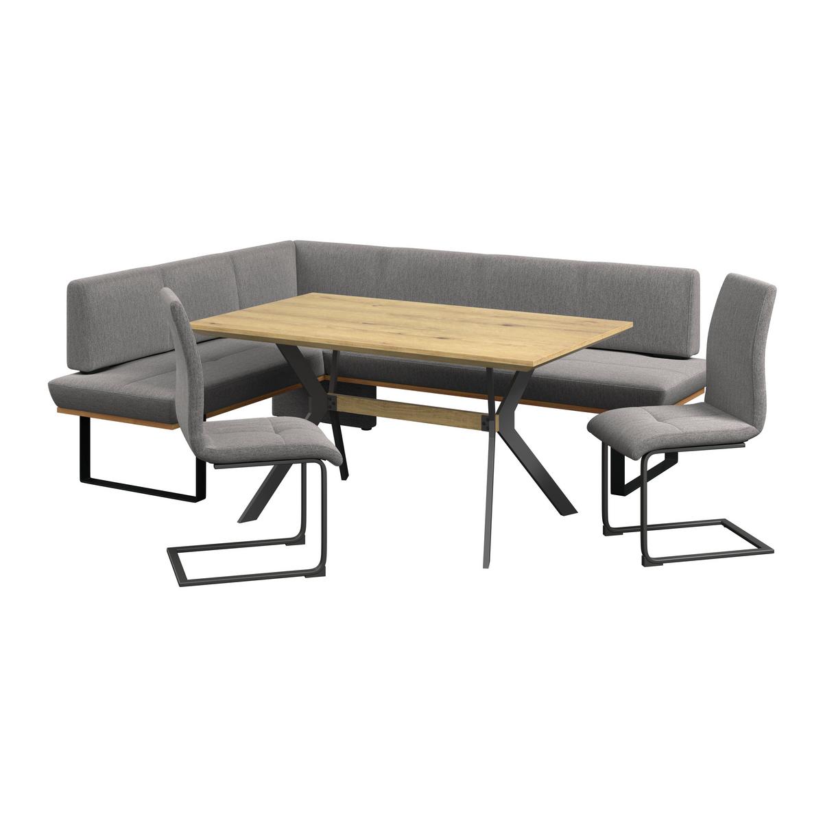 Eckbank Tristan Webstoff grau, S:175x225cm - Schwarz/Grau, MODERN, Holz/Textil (175/225cm) - James Wood