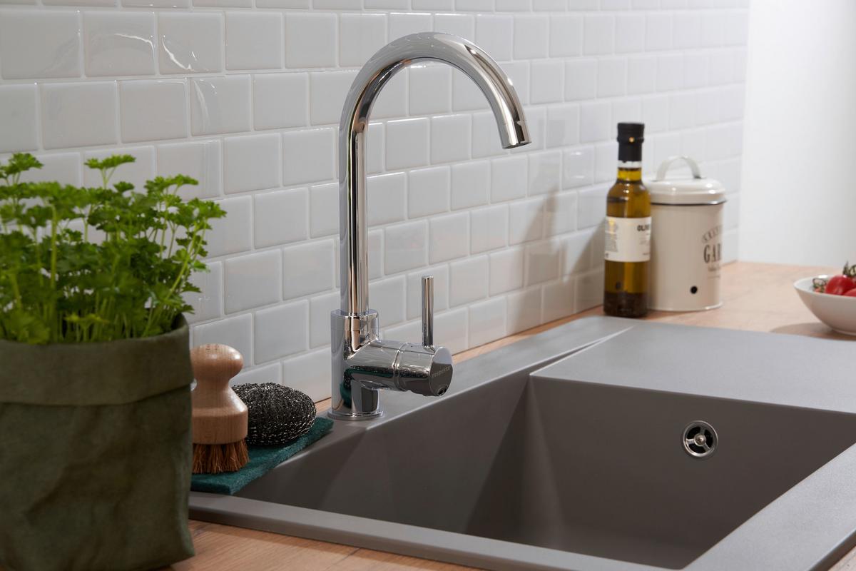 Spüle Respekta Denver Kunststein Bxt: 86x50 cm - Grau, Trend, Glas/Kunststoff (86/20/50cm) - Respekta