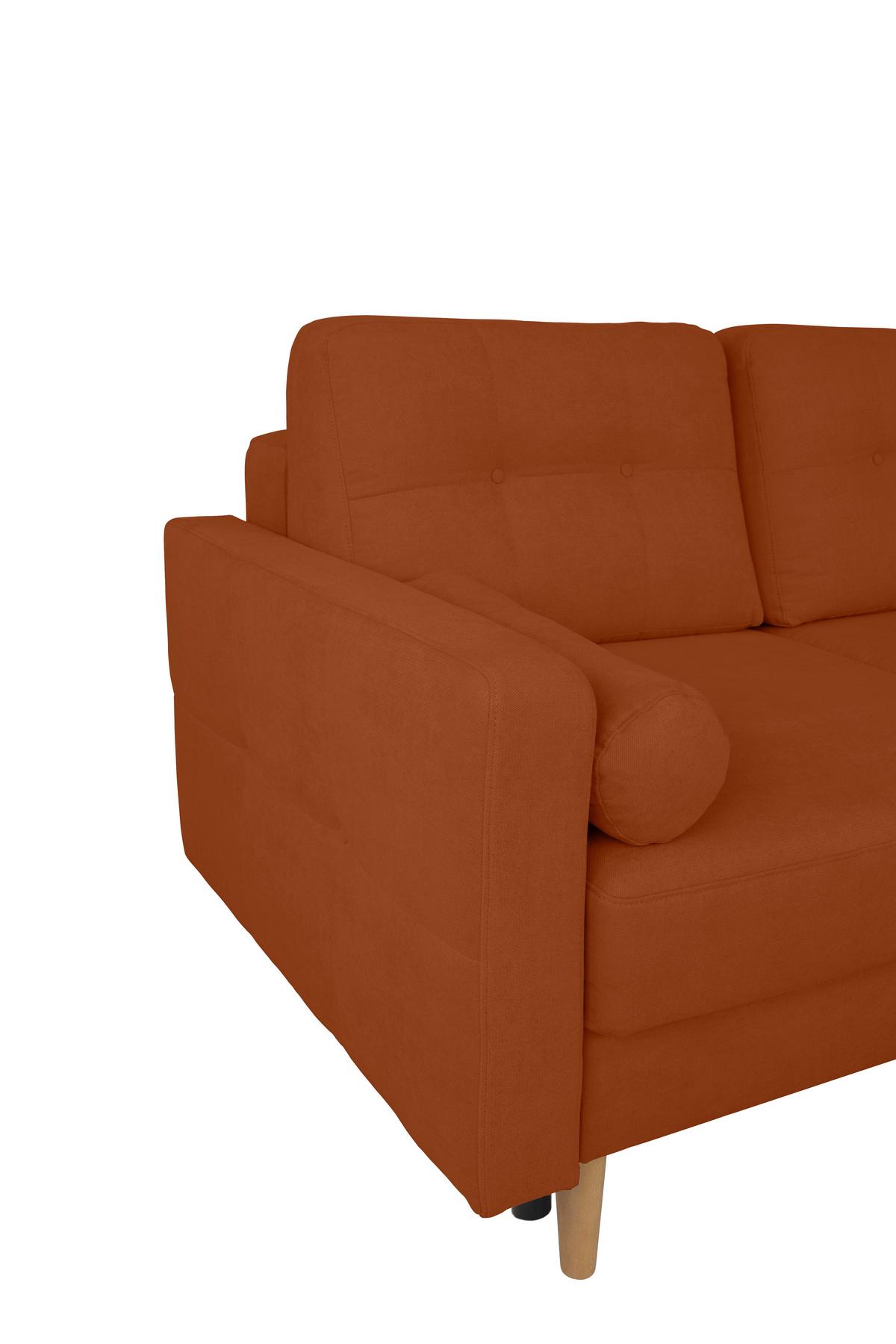 Ecksofa Noret Terracotta S: 223x157 Cm - Buchefarben/Terracotta, Design, Textil (223/157cm) - MID.YOU