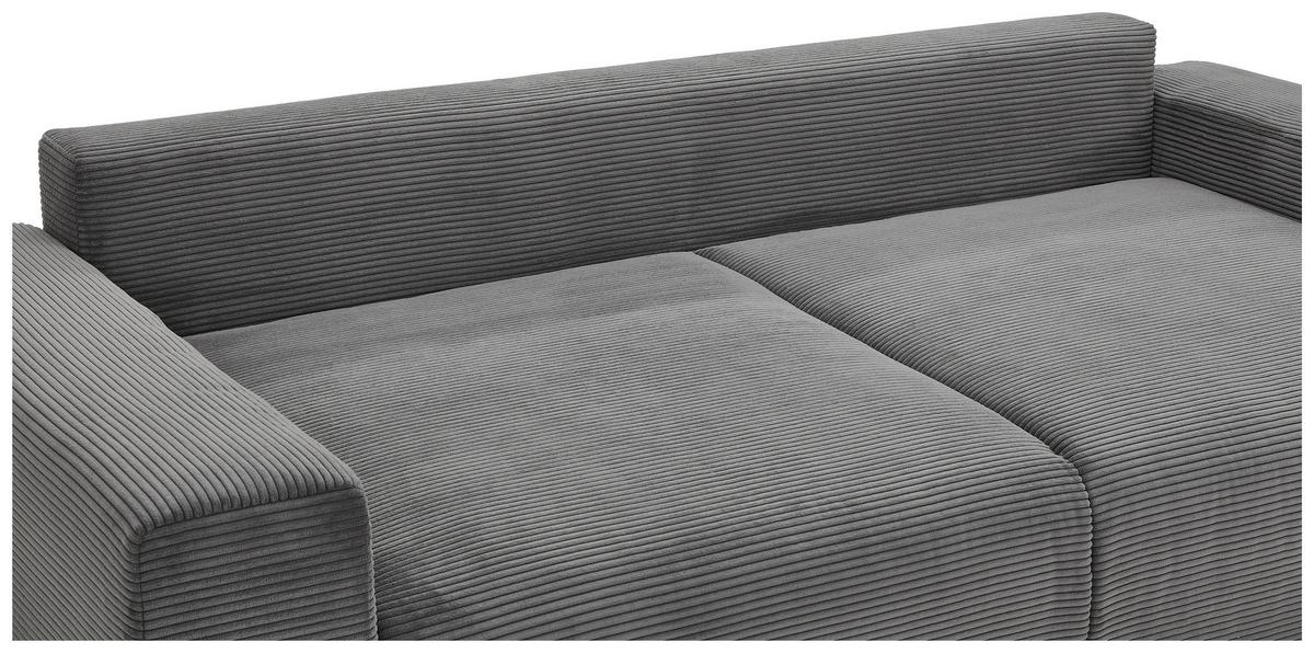 Schlafsofa Vouge Grau Bettkasten, B: 255 Cm - Buchefarben/Schwarz, KONVENTIONELL, Textil (255/86/123cm) - Livetastic
