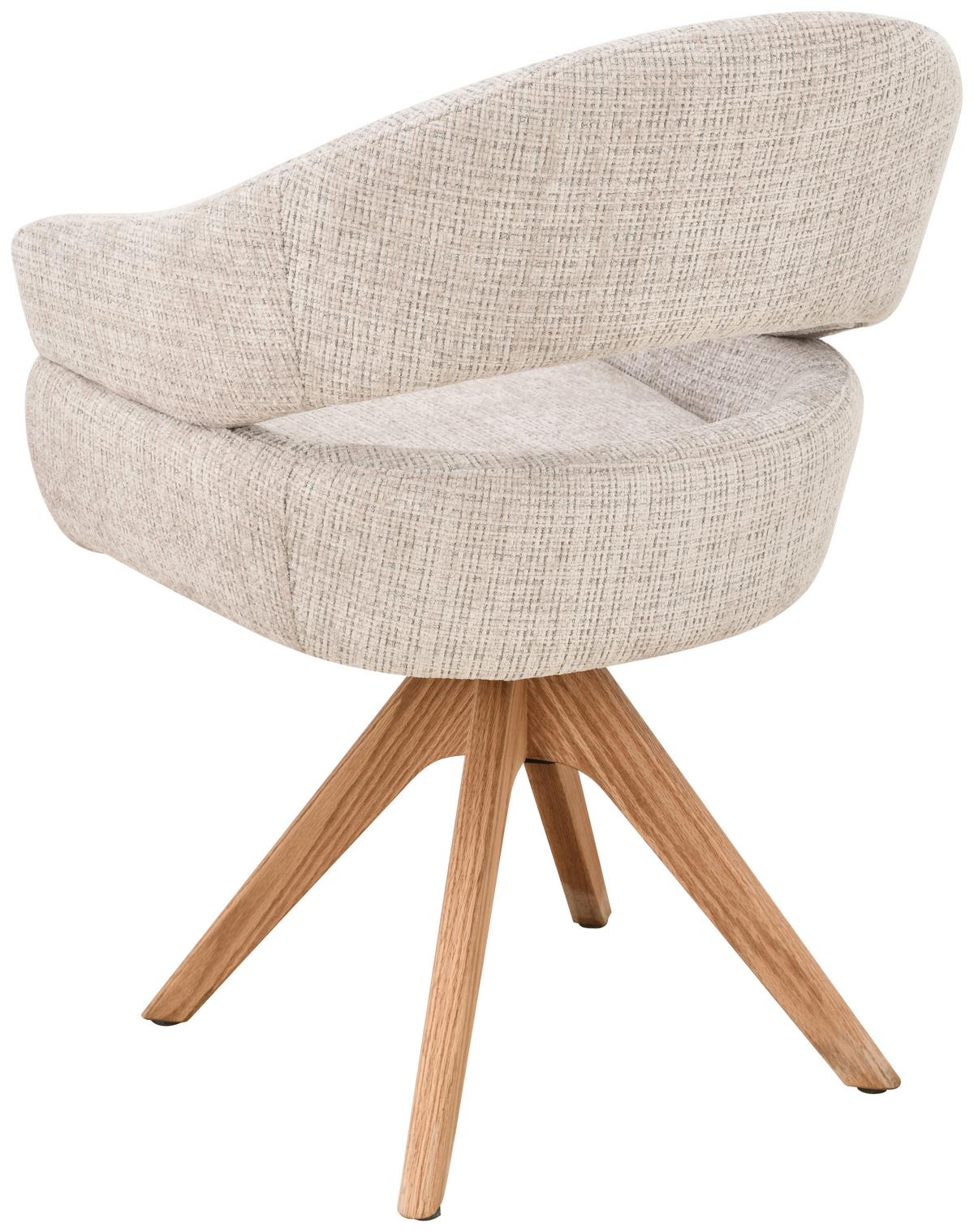 Armlehnstuhl Cleo Beige/Eichefarben B: 58 cm - Eichefarben/Beige, MODERN, Holz/Textil (58/85/62cm) - Livetastic
