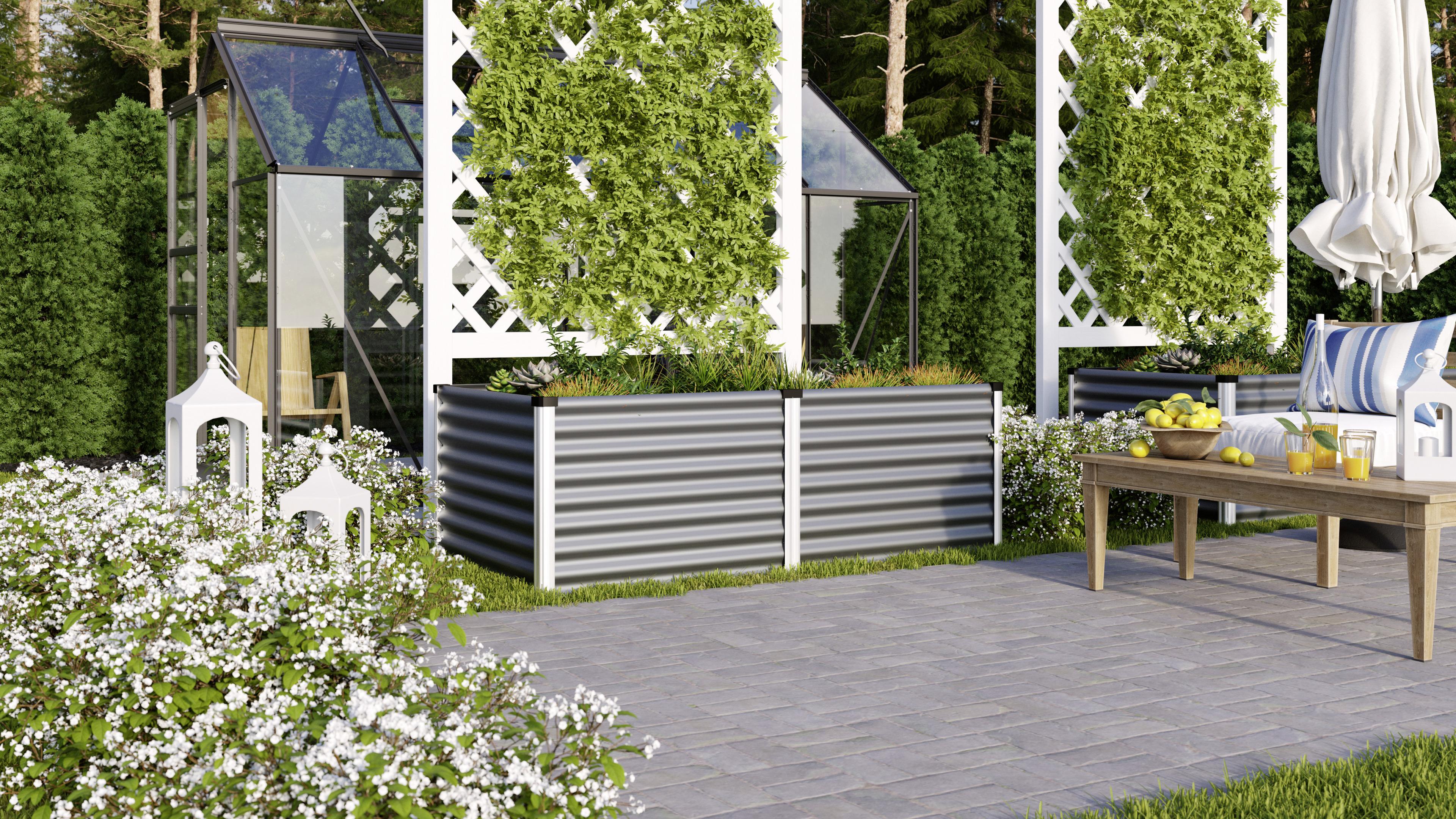 Hochbeet Stahl Linus 96,2x63x187,7 Cm - Anthrazit/Alufarben, Basics, Metall (96,2/63/187,7cm)