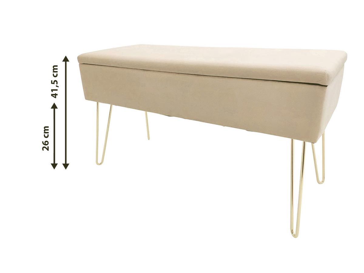 Hockerbank Scarlett Creme H: 42 cm mit Stauraum - Weiß, Design, Textil (75/42/30cm) - Echtwerk