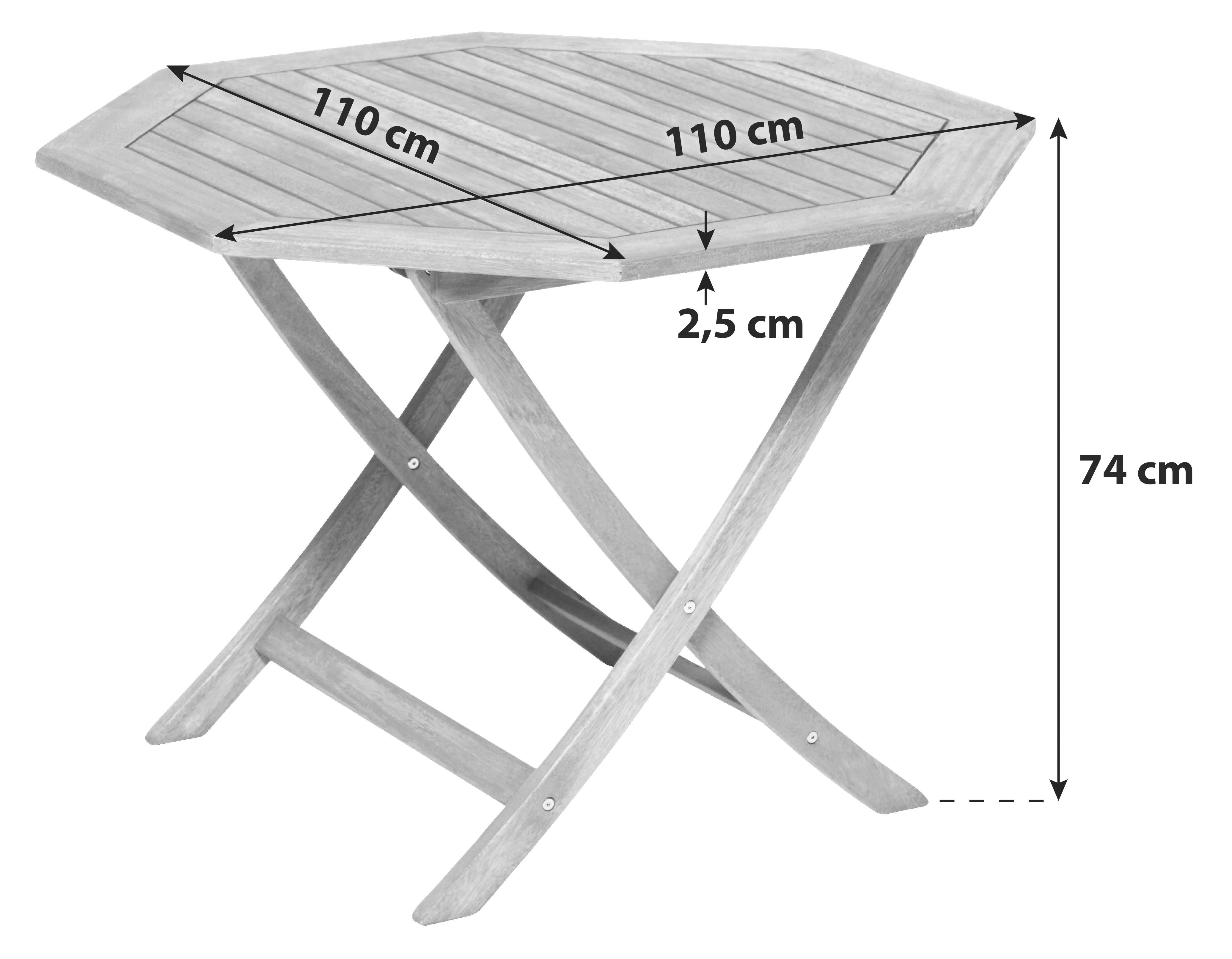 Gartentisch Klappbar Echtholz Ø 110 cm - Naturfarben, KONVENTIONELL, Holz (110/74/110cm) - Gardenson