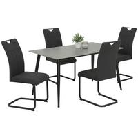 Essgruppe Ayla Giga-S 5-Tlg. Stahl/Polyester Dunkelgrau - Anthrazit/Grau, MODERN, Textil/Stein (140/76/80cm)
