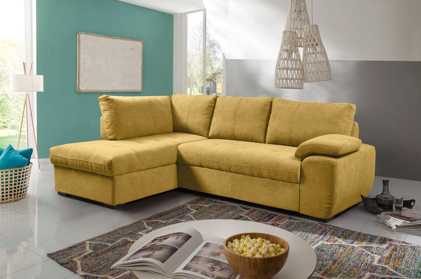 Rozkládací Sedací Souprava Byblos, Levé Provedení - barvy stříbra/žlutá, Moderní, textil/plast (170/240cm)