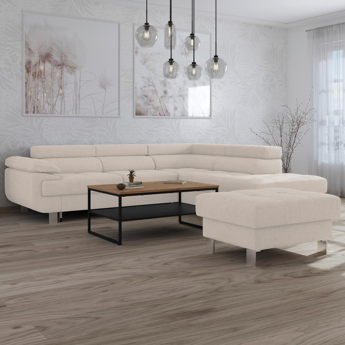 Hocker Savona - Perlmutt, MODERN, Textil (90/44/73cm) - Ondega
