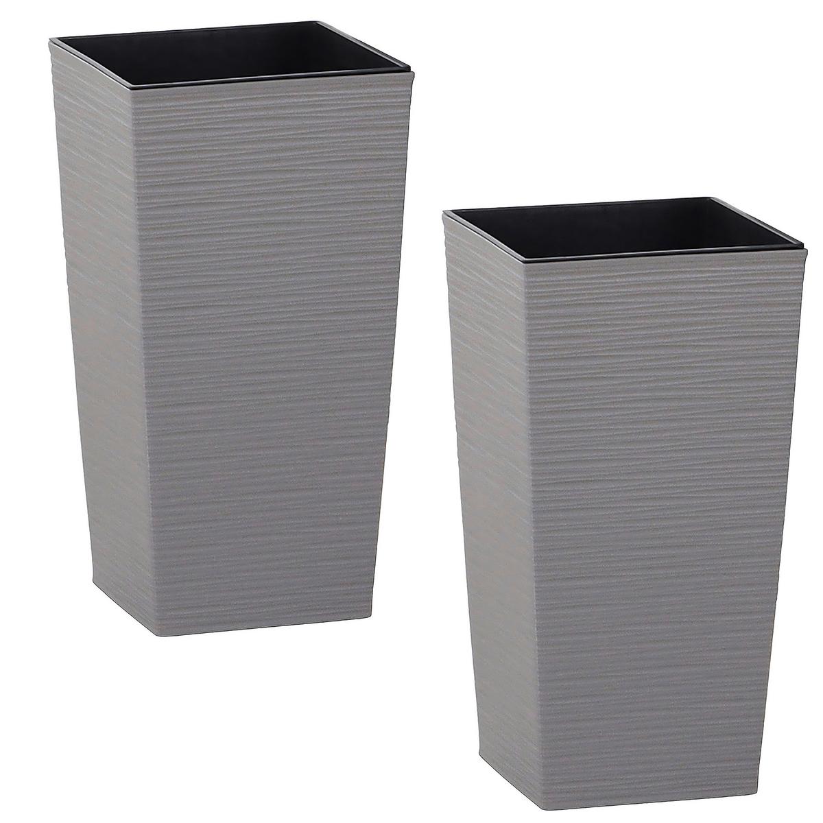 Übertopf-Set Eco Nizza 2-teilig, Grau - Grau, Basics, Kunststoff (25/46,5/25cm) - Siena Garden