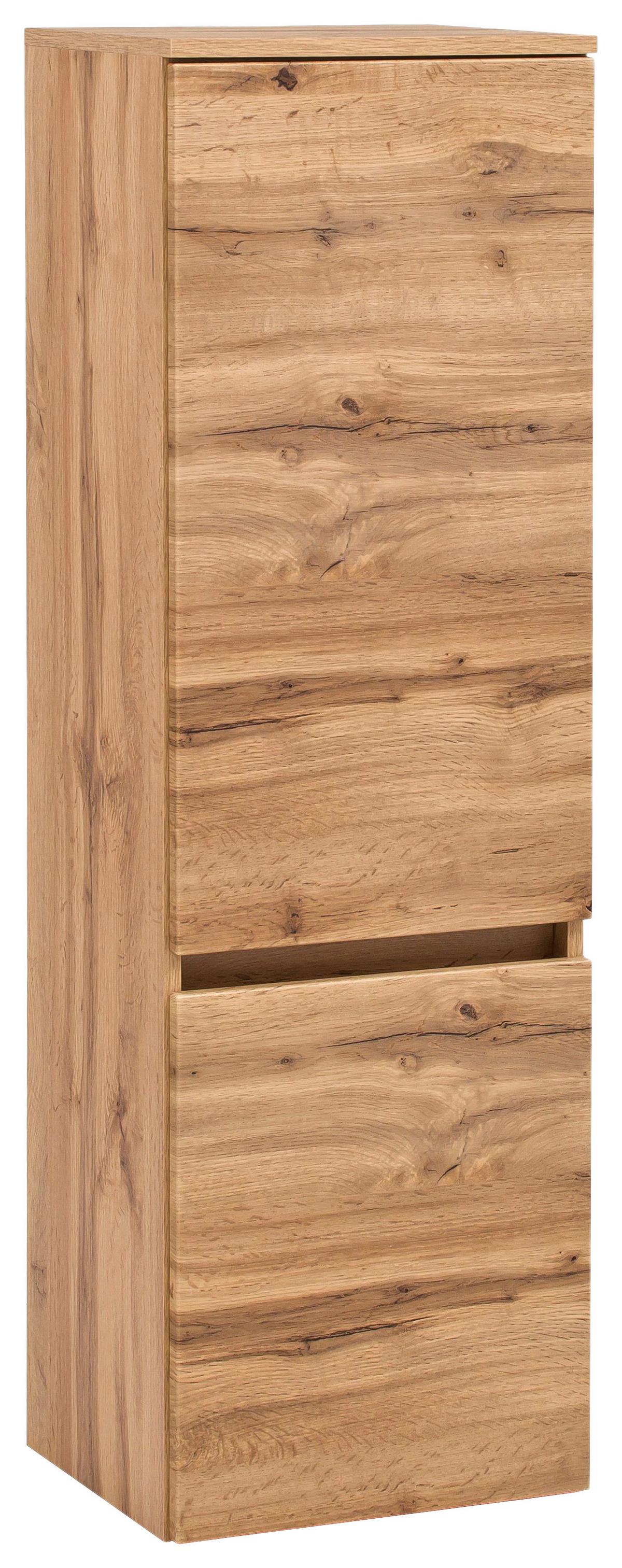 Midischrank Kopenhagen B: 40 cm Eiche Dekor - Eichefarben/Silberfarben, KONVENTIONELL, Holzwerkstoff (40/130/35cm) - Held