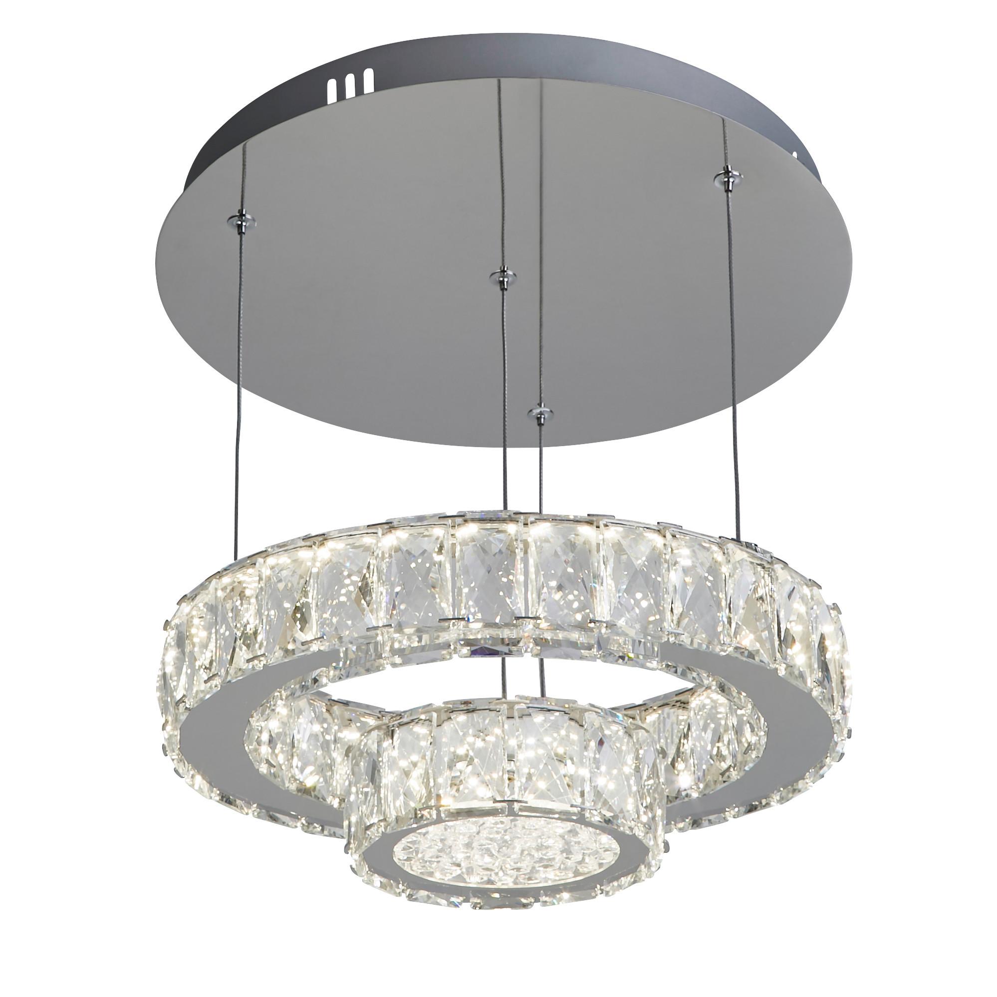 Kristall-Hängeleuchte 2328cc Clover - Chromfarben/Silberfarben, Design, Glas/Kunststoff (35/70cm)