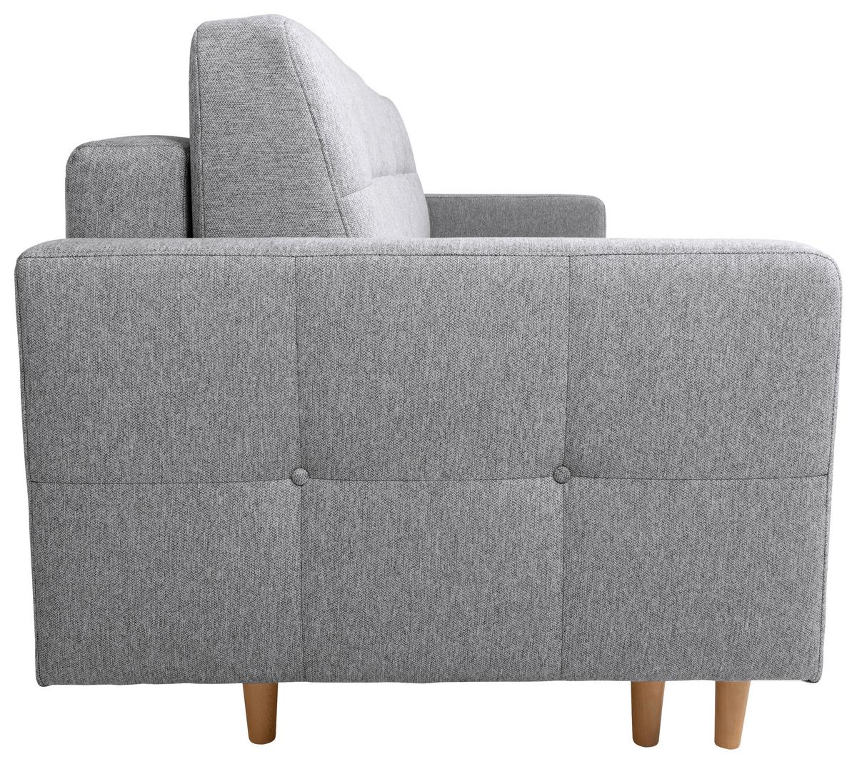 Schlafsofa Noret Graublau B: 222 cm - Eiche Wotan/Hellgrau, KONVENTIONELL, Textil (222/93/99cm) - MID.YOU