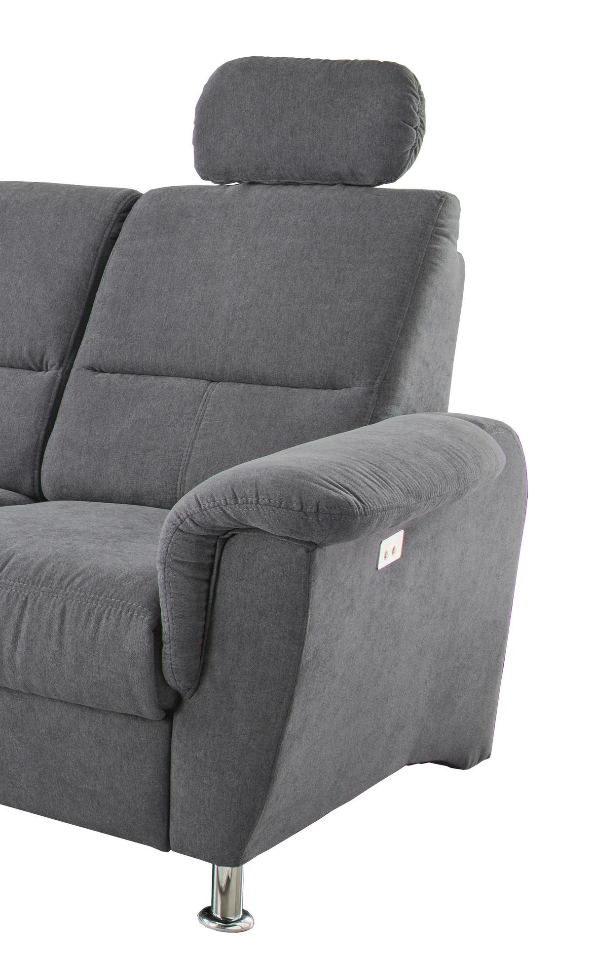 Ecksofa Parole Anthrazit S:165/292 cm - Chromfarben/Anthrazit, KONVENTIONELL, Textil (165/292cm) - Livetastic