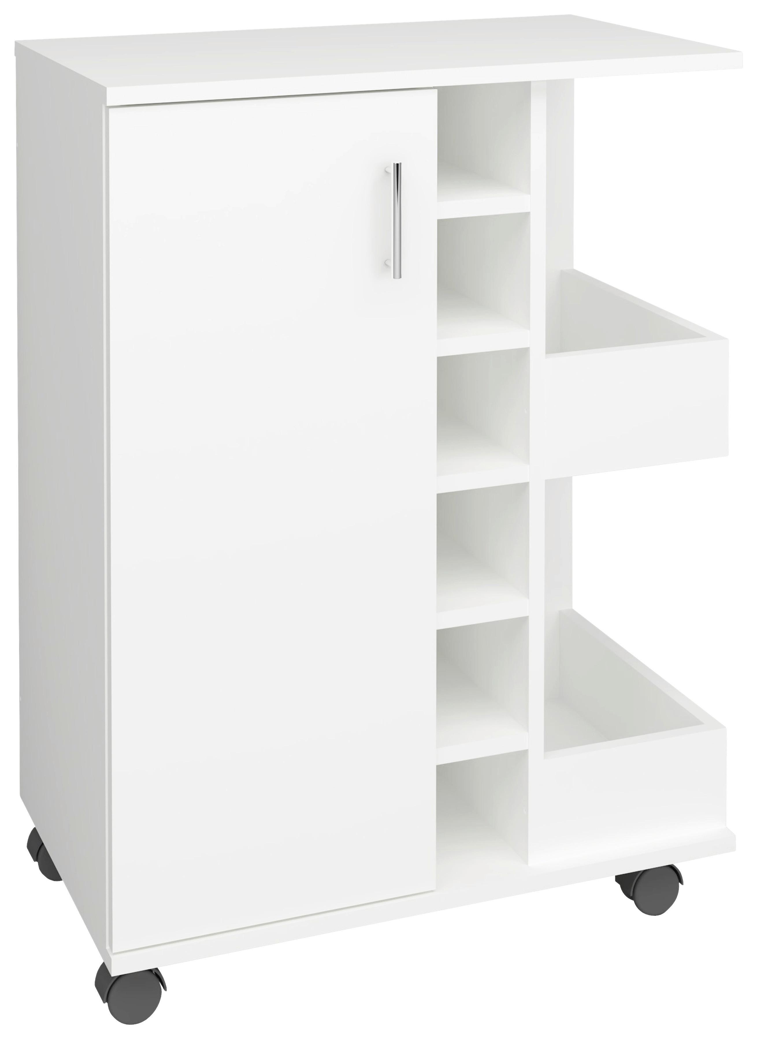 Servierwagen Esilo Weiß B: 63 cm - Weiß, Design, Holzwerkstoff/Kunststoff (63/85/40cm) - MID.YOU