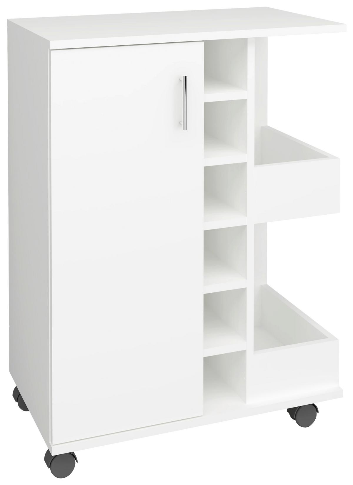Servierwagen Esilo Weiß B: 63 Cm - Weiß, Design, Holzwerkstoff/Kunststoff (63/85/40cm) - MID.YOU
