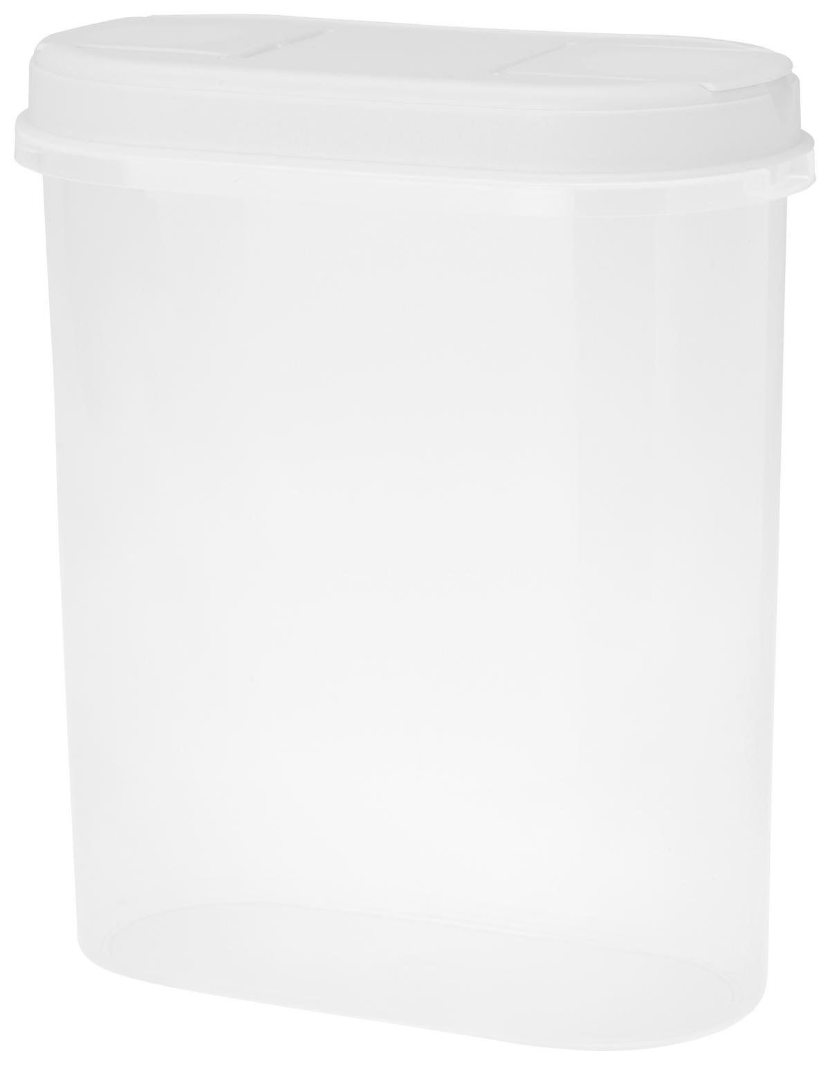 Schüttdose Lara ca. 2,2 Liter, Spülmaschinengeeignet - Transparent/Weiß, KONVENTIONELL, Kunststoff (9,4/18,7/21,7cm) - Plast Team