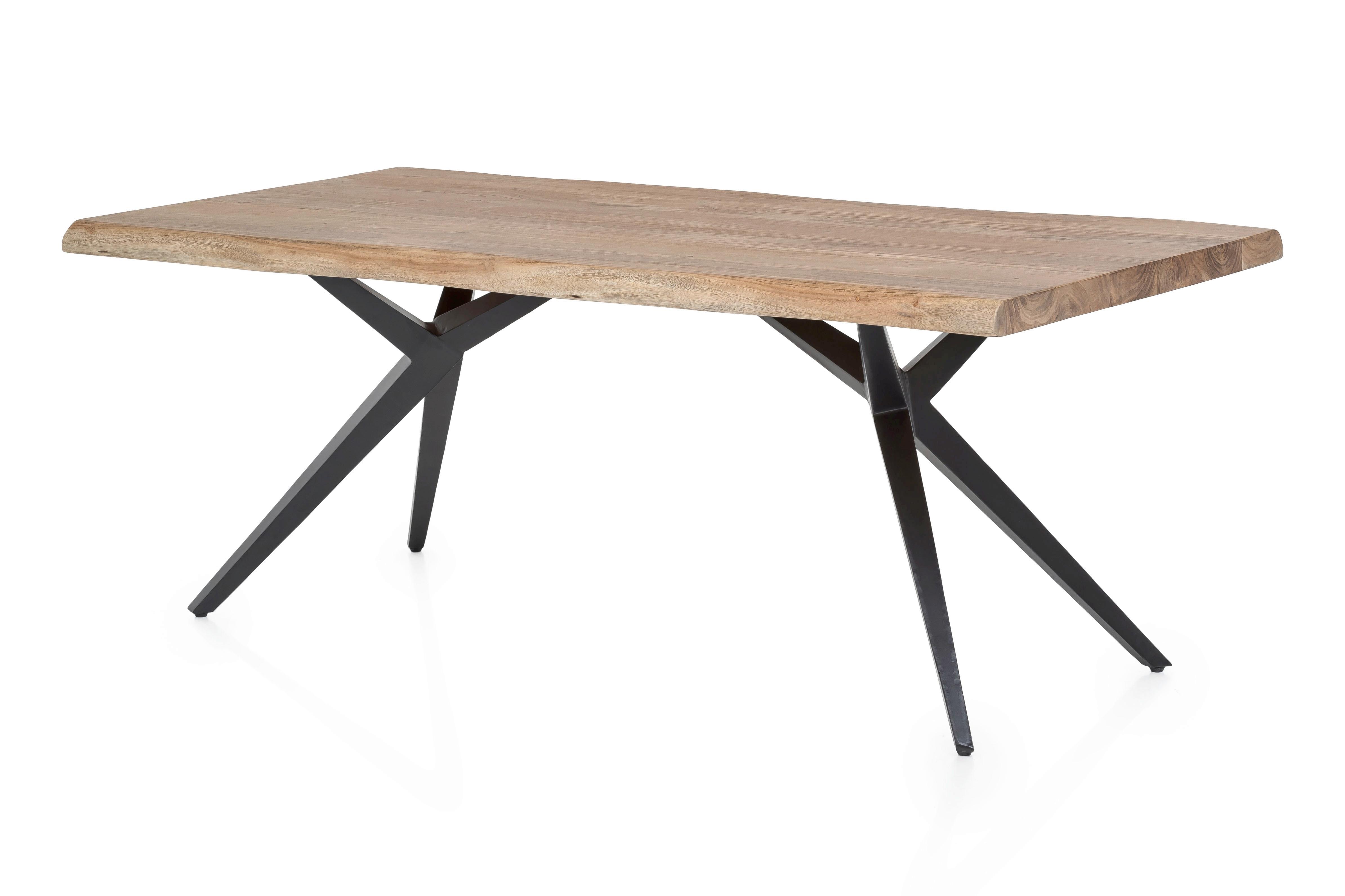 ESSTISCH Schwarz/Naturfarben L: 160cm - Schwarz/Naturfarben, MODERN, Holz/Metall (160/85/78,5cm) - MID.YOU