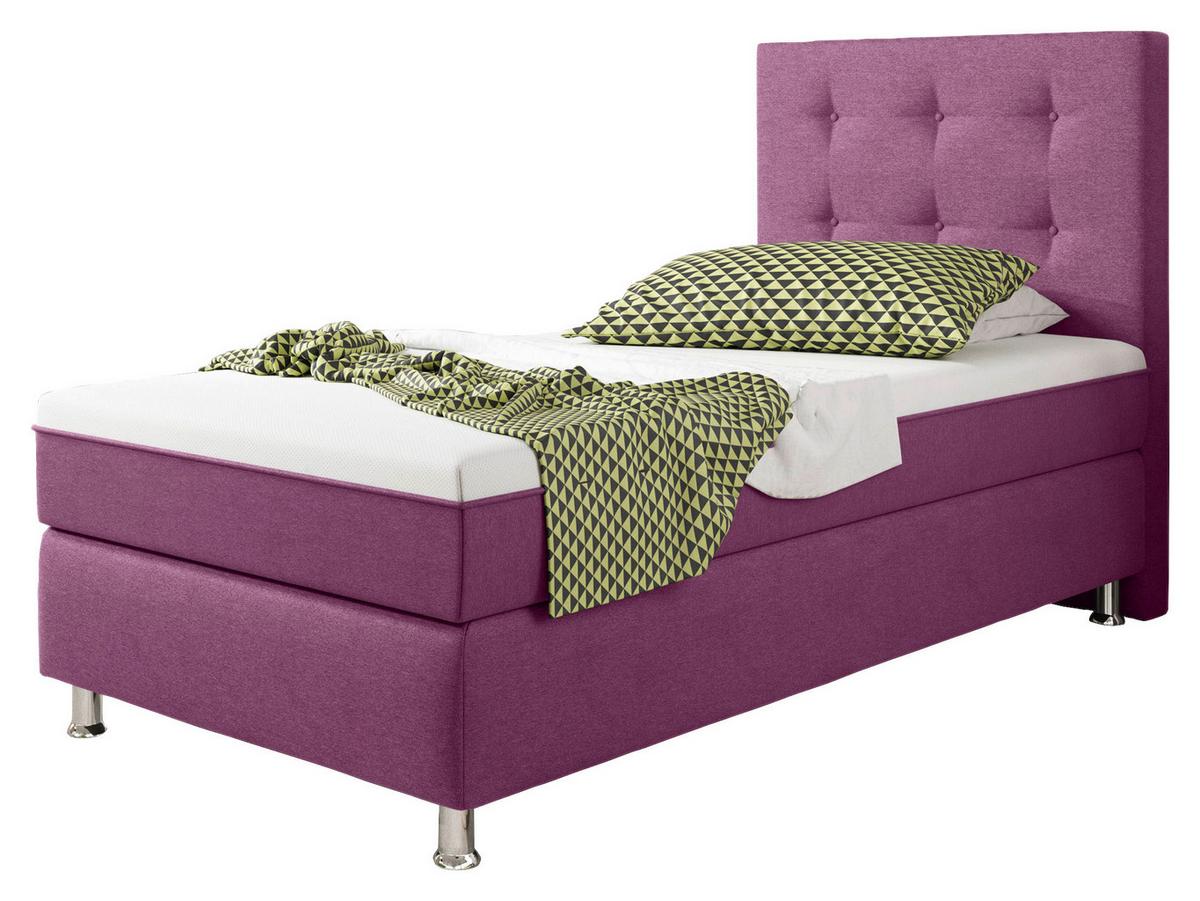 Boxspringbett Mit Topper 90x200 Köln Plus - Pink/Silberfarben, KONVENTIONELL, Textil (90/200cm) - MID.YOU