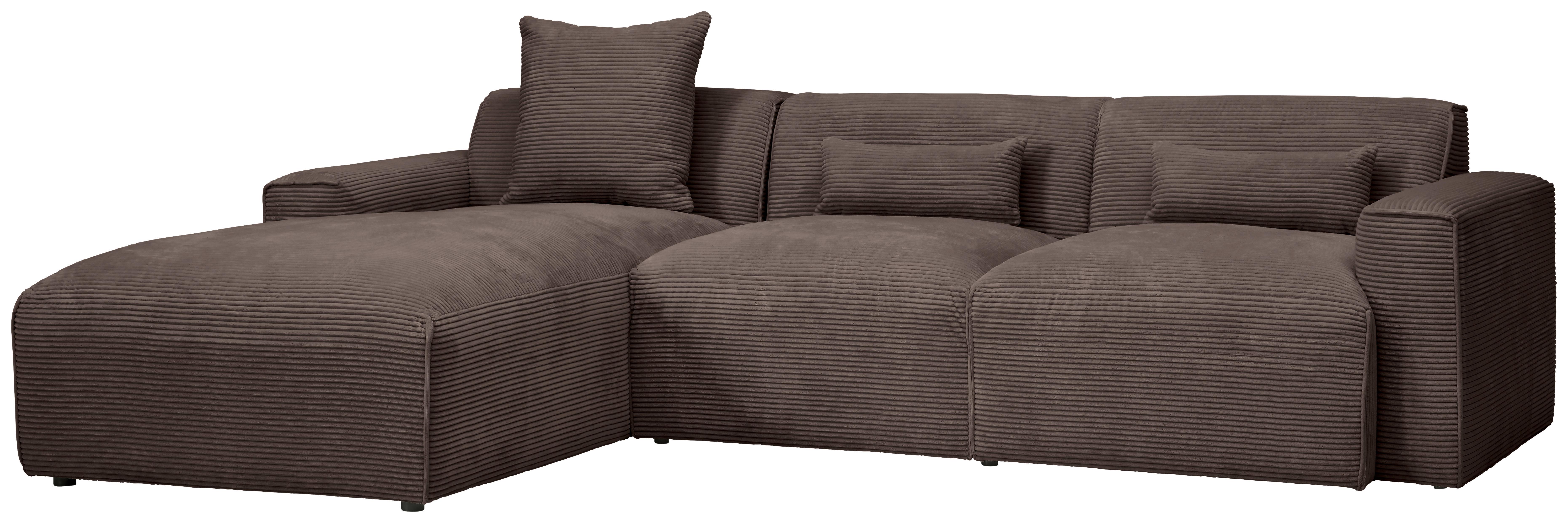 Ecksofa Pearl - Schwarz/Mokka, Design, Textil (196/303cm) - Livetastic