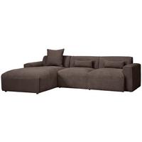 Ecksofa Pearl - Schwarz/Mokka, Design, Textil (196/303cm) - Livetastic