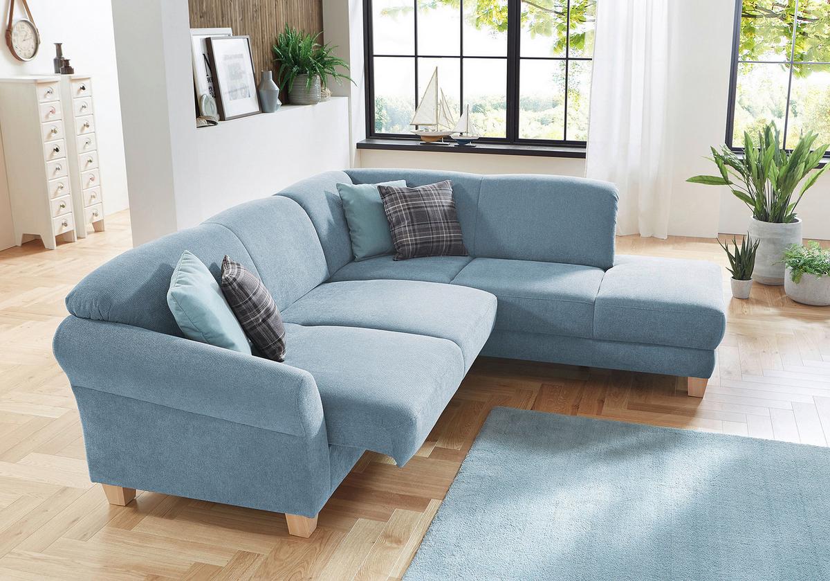 Ecksofa Gotland hellblau mit Bettkasten, 257x212 cm - Naturfarben/Hellblau, KONVENTIONELL, Textil (257/212cm) - Sit & More