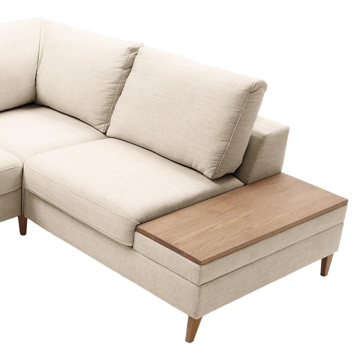 Ecksofa Alika Silberfarben: S: 260x204 cm - Eschefarben/Silberfarben, MODERN, Textil (260/204cm) - Trendmanufaktur