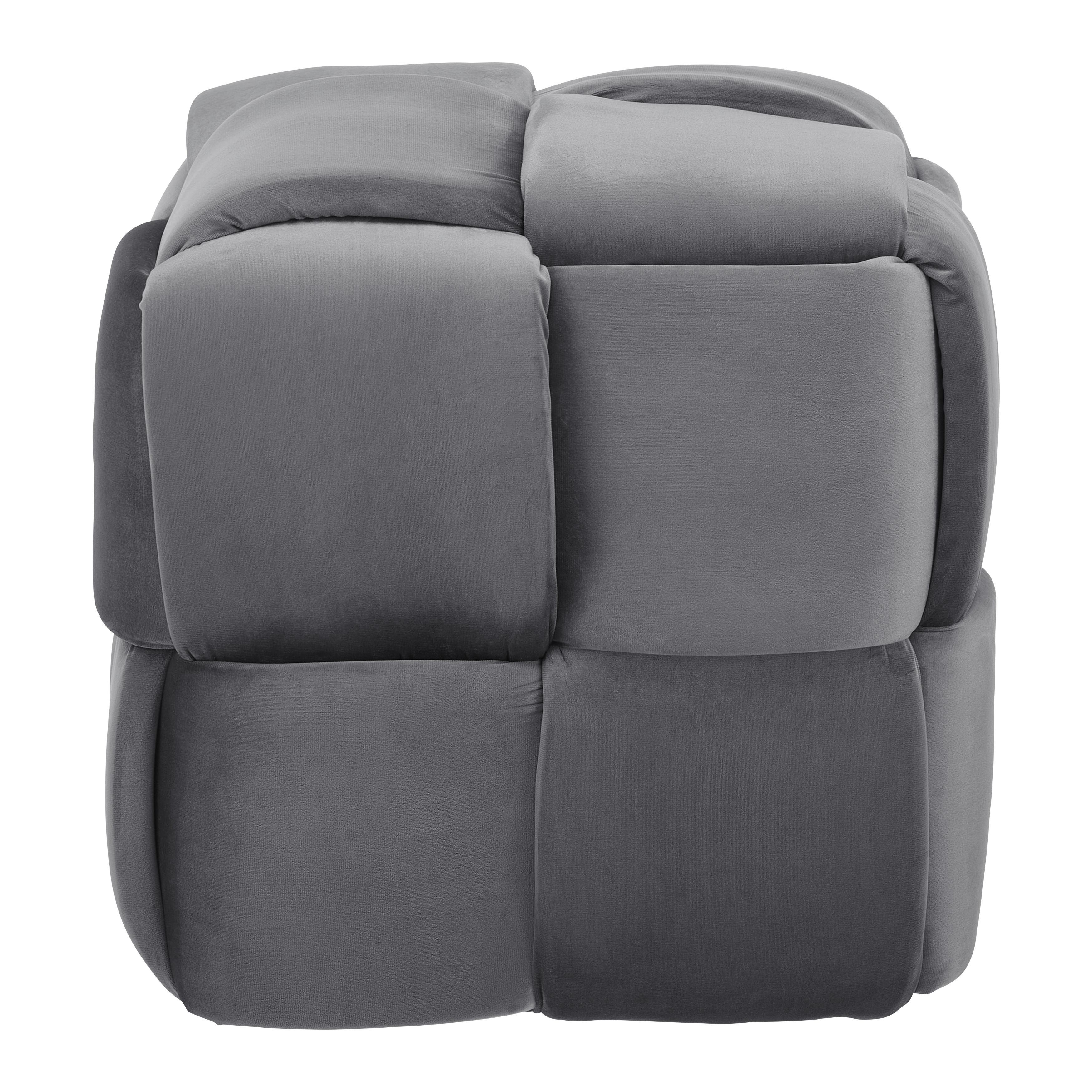 Taburet ELLA sivá zamat - čierna/sivá, Modern, drevo/textil (47/47/47cm) - Bessagi Home