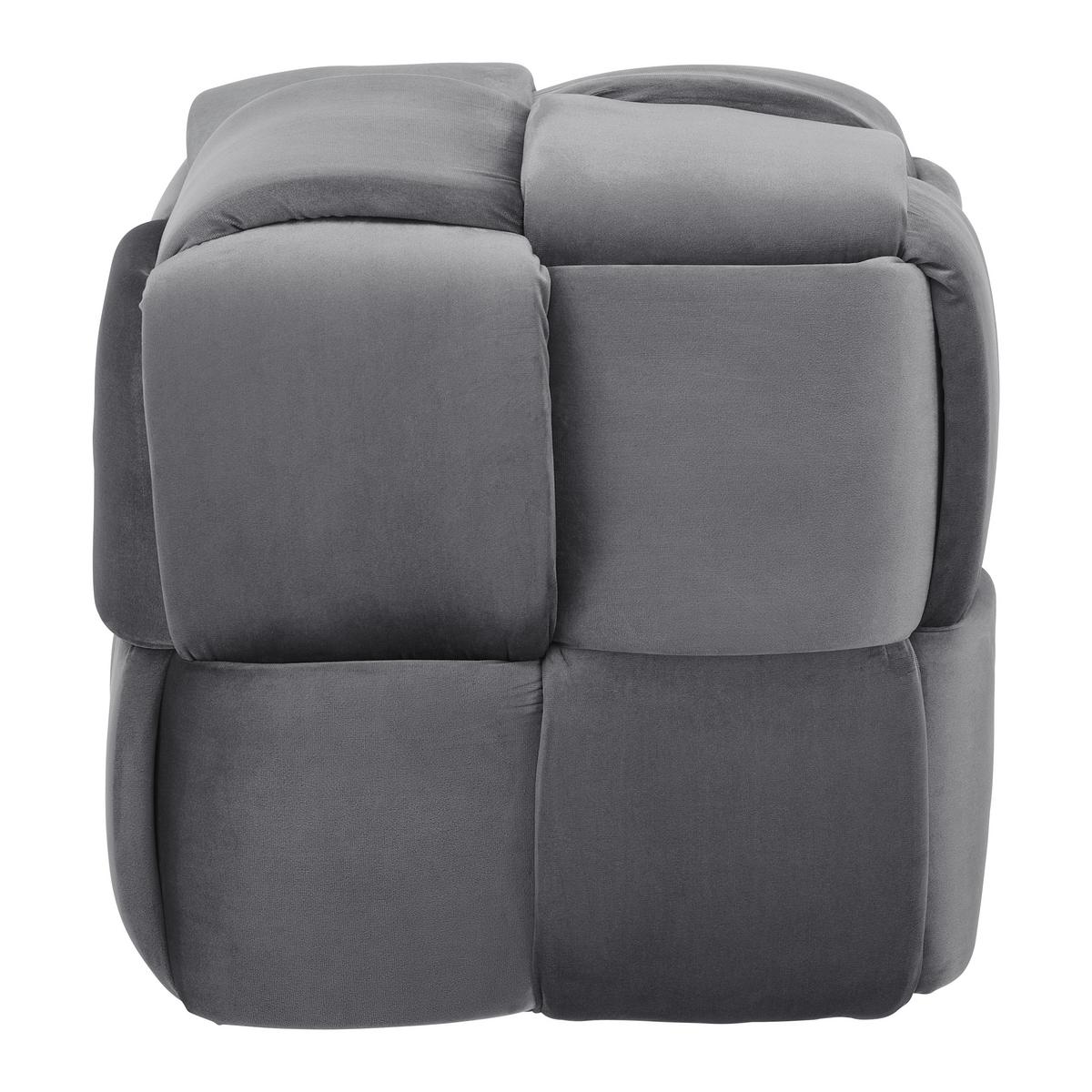 Taburet ELLA sivá zamat - čierna/sivá, Modern, drevo/textil (47/47/47cm) - Bessagi Home