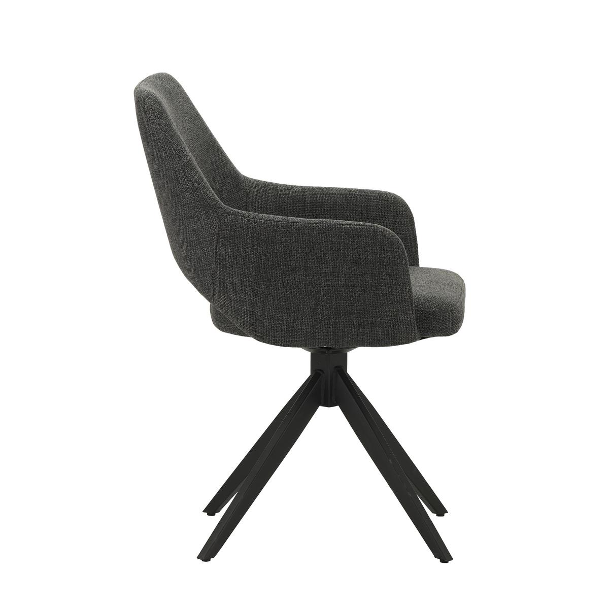Stuhl Asher Anthrazit, B: 54,5 Cm - Anthrazit/Schwarz, MODERN, Textil/Metall (54,5/85/61,5cm) - MID.YOU