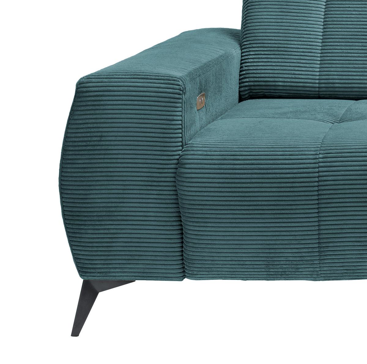 Ecksofa Mit Usb Anschluss Sano, Petrol, S: 258x180 Cm - Petrol/Schwarz, MODERN, Textil (258/180cm) - Livetastic