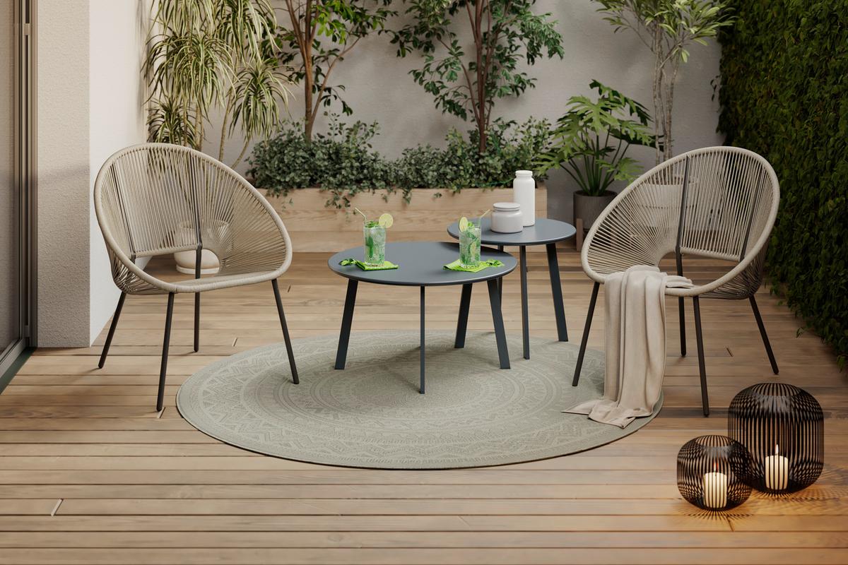 Loungesessel Sun - Beige/Schwarz, MODERN, Kunststoff/Metall (69/82/68cm) - Beldano