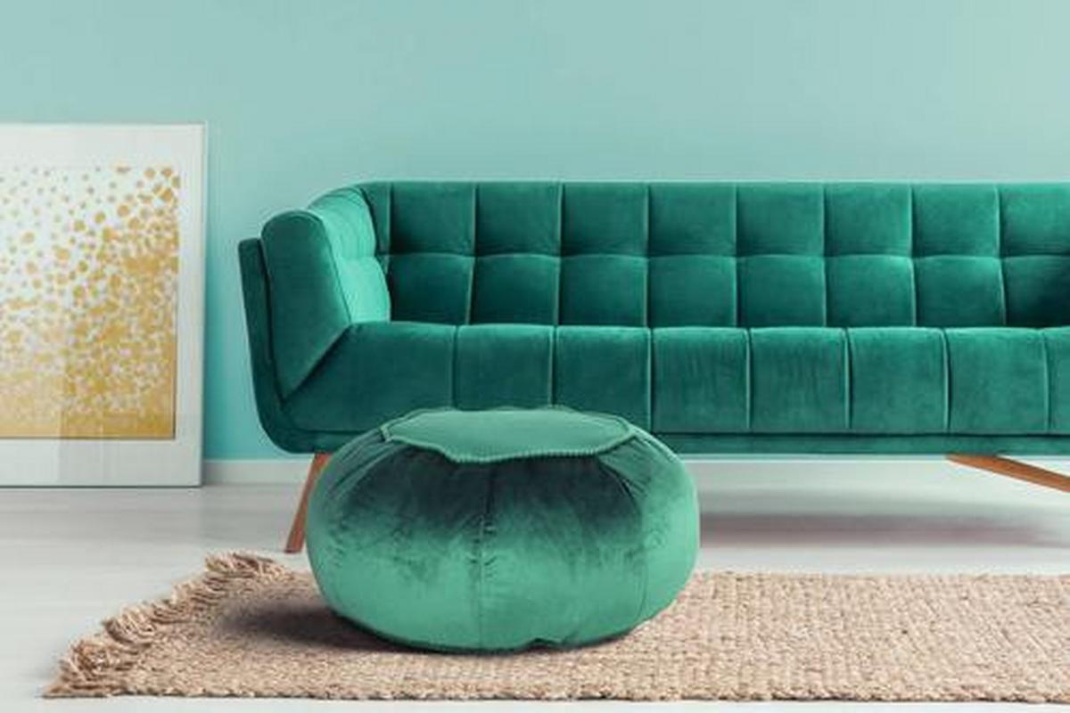 Pouf Taj Mahal DxH:: 65x35 cm Samt Grün mit Reißverschluss - Grün, MODERN, Textil (65/35/65cm) - Kayoom