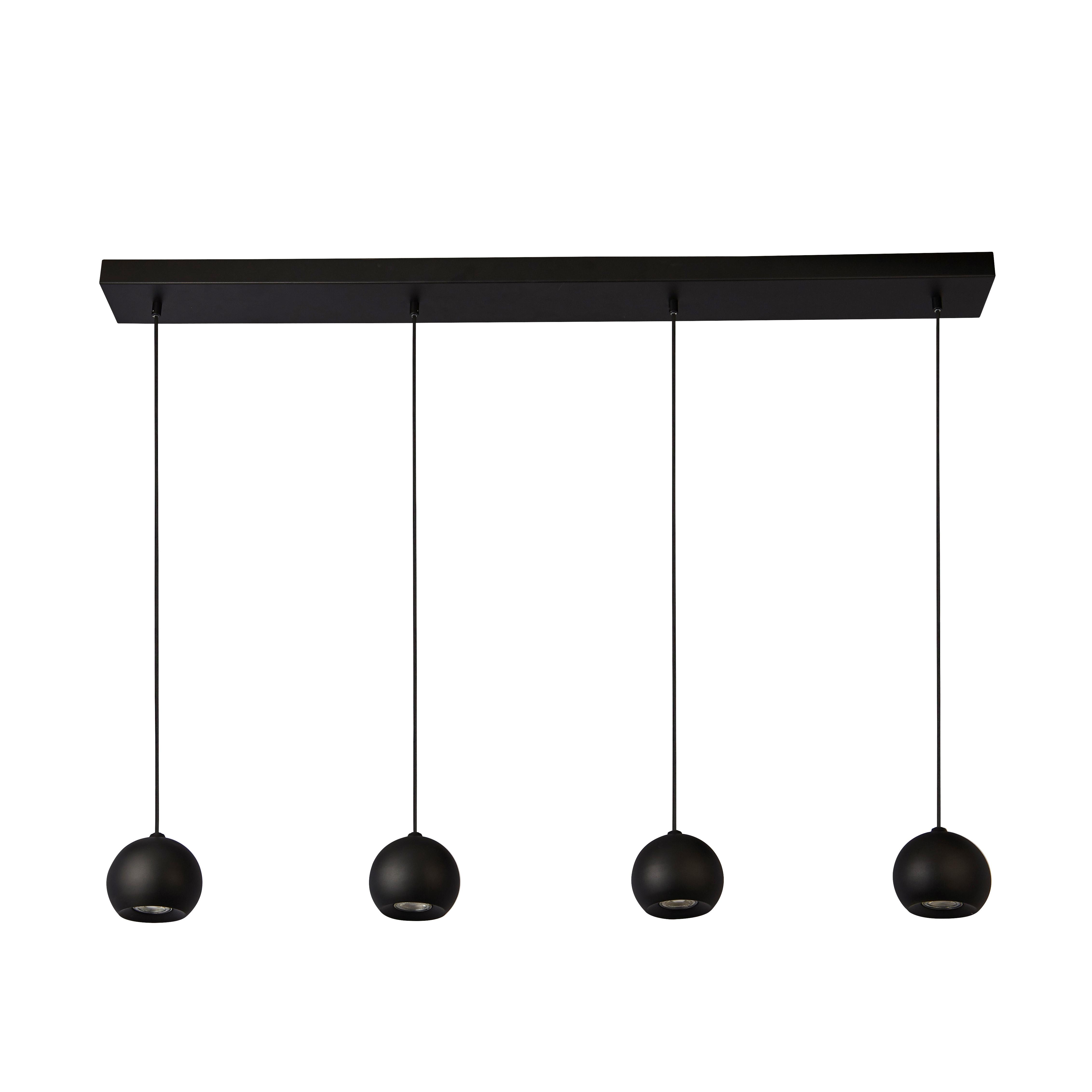 Pendelleuchte H: 200 cm 4-Flammig, höhenverstellbar - Schwarz, Design, Metall (125/12/200cm)