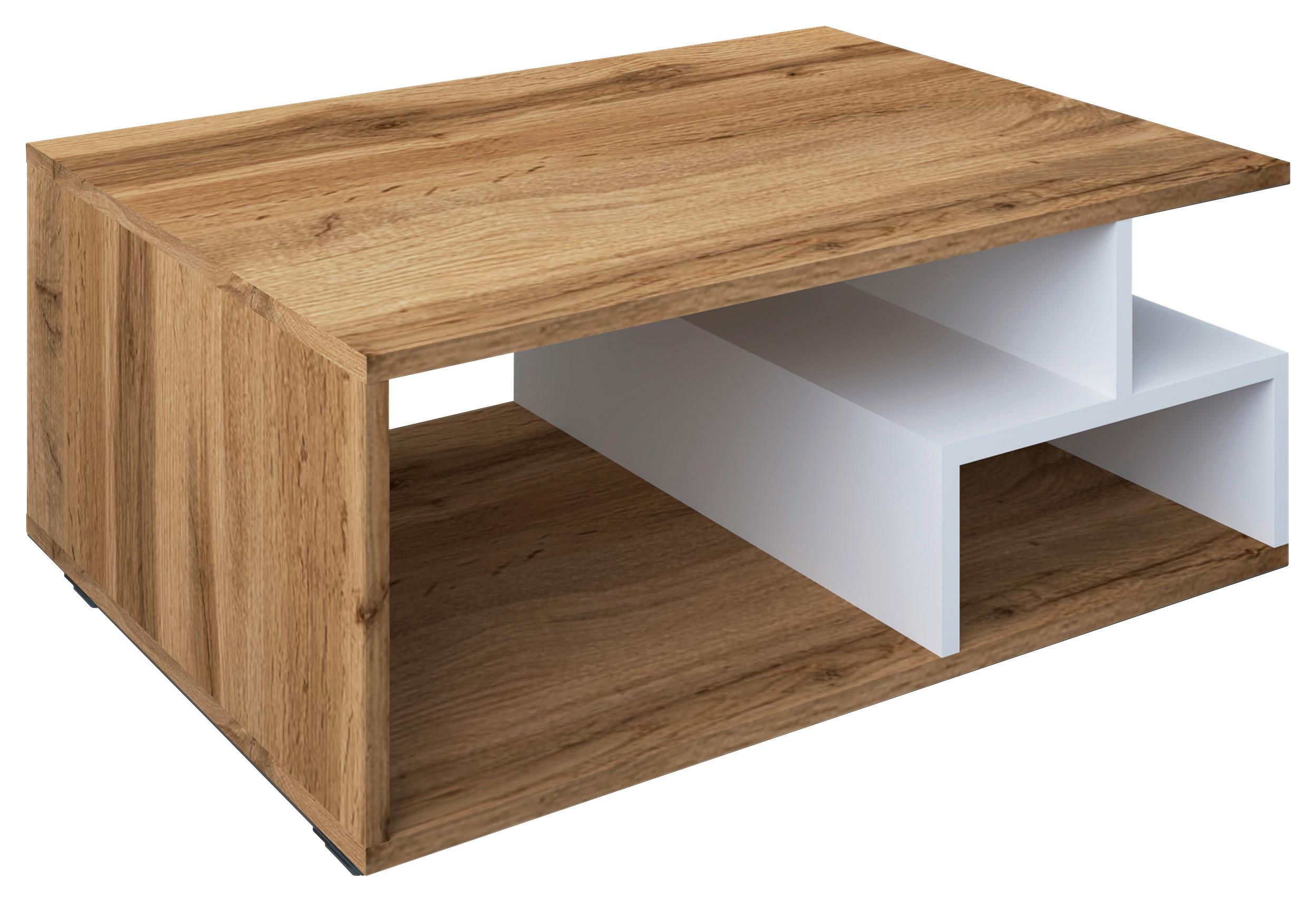 Couchtisch Sulas Honigeiche/weiß B: 50 Cm - Honigeiche/Schwarz, MODERN, Holzwerkstoff/Kunststoff (80/40/50cm) - MID.YOU