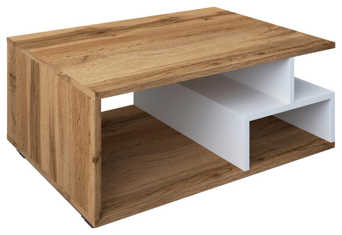 Konferenčný stolík Sulas 80x50 cm, dub medový - čierna/biela, Modern, kompozitné drevo/plast (80/40/50cm) - MID.YOU