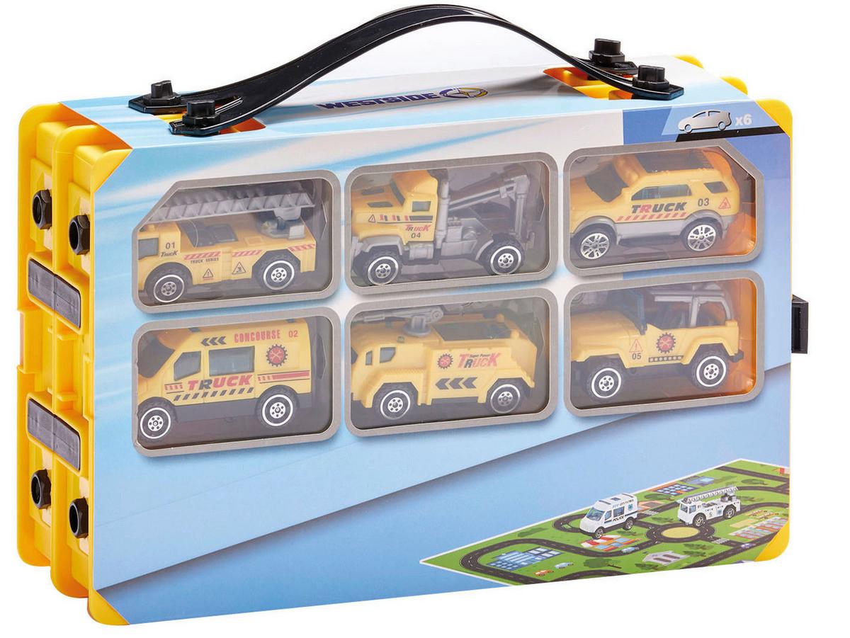 Spielzeugauto Mini-Auto-Box Mit Spielmatte - Blau/Gelb, LIFESTYLE, Kunststoff (28/19/9cm)