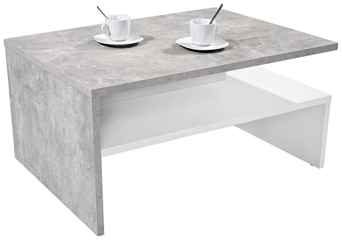 Couchtisch Mit Ablagefach Laura, Betonoptik Hell/weiß - Weiß/Grau, MODERN, Holzwerkstoff (90/42/60cm)