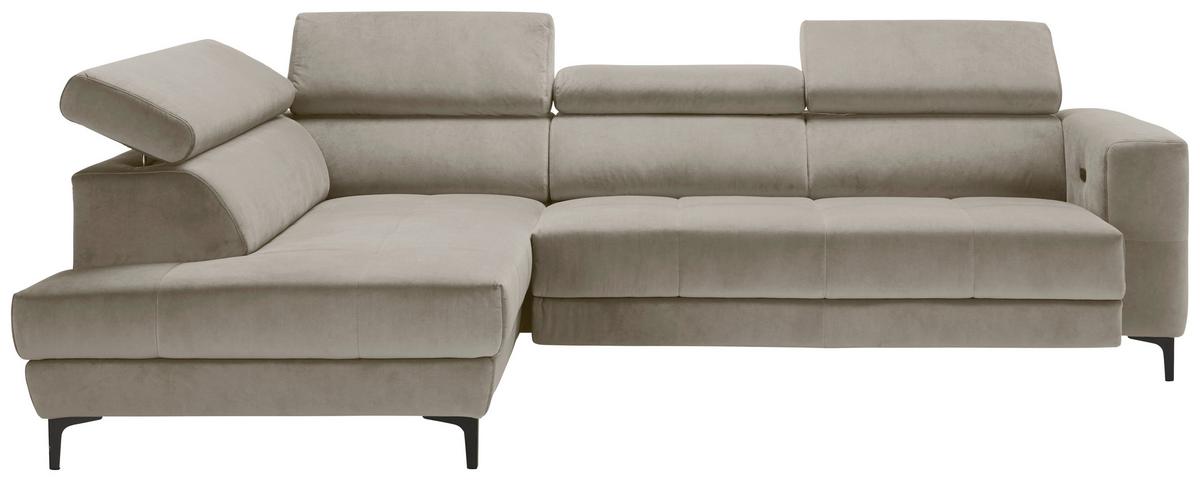 Rohová sedačka EMMA, levá, béžová,op.hl,USB,el.výsuv - černá/béžová, Moderní, textil (210/301cm) - Premium Living