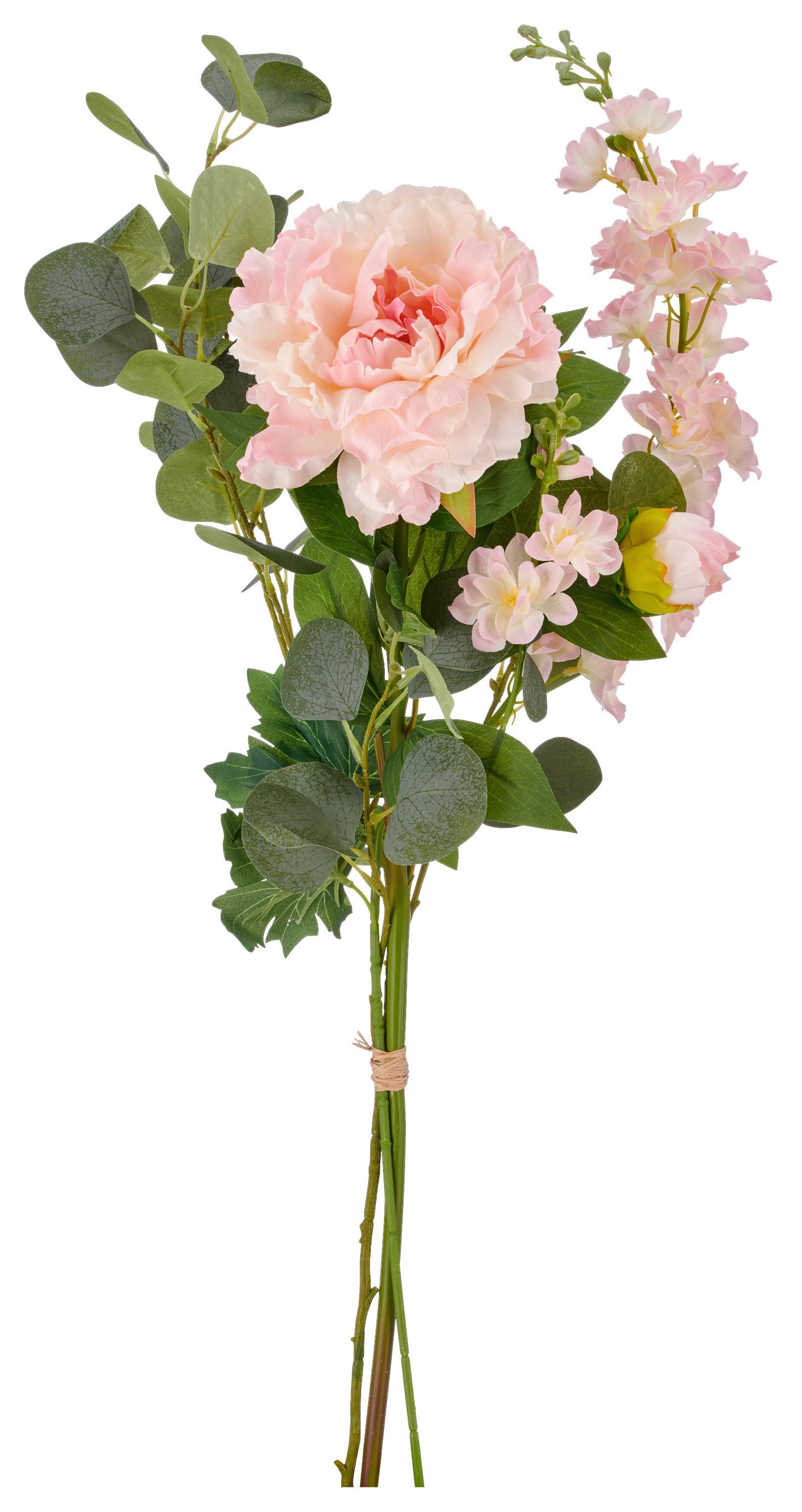 Umelý kvet pivonka PEONIE-MIX-BUND II -PAZ- - zelená/ružová, Basics, kov/textil (80cm) - Mömax