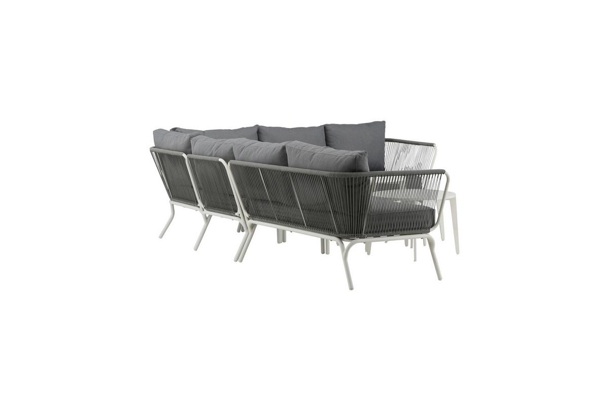 Loungegarnitur 4-tlg Roxo Metall/textil Mit Kissen - Weiß/Grau, KONVENTIONELL, Textil/Metall - Gardenson