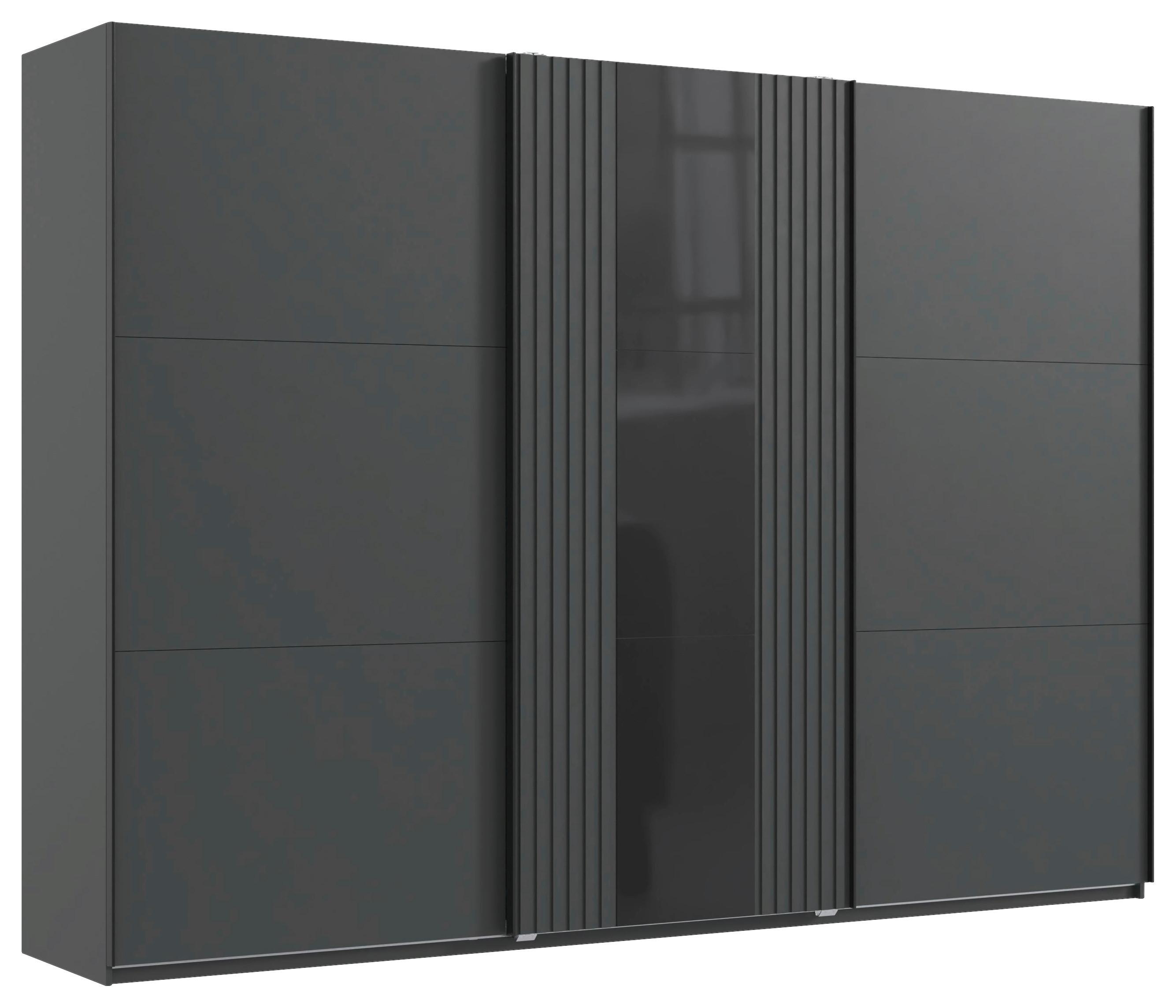 Schwebetürenschrank B: 300cm Atlanta Graphit/Schwarz