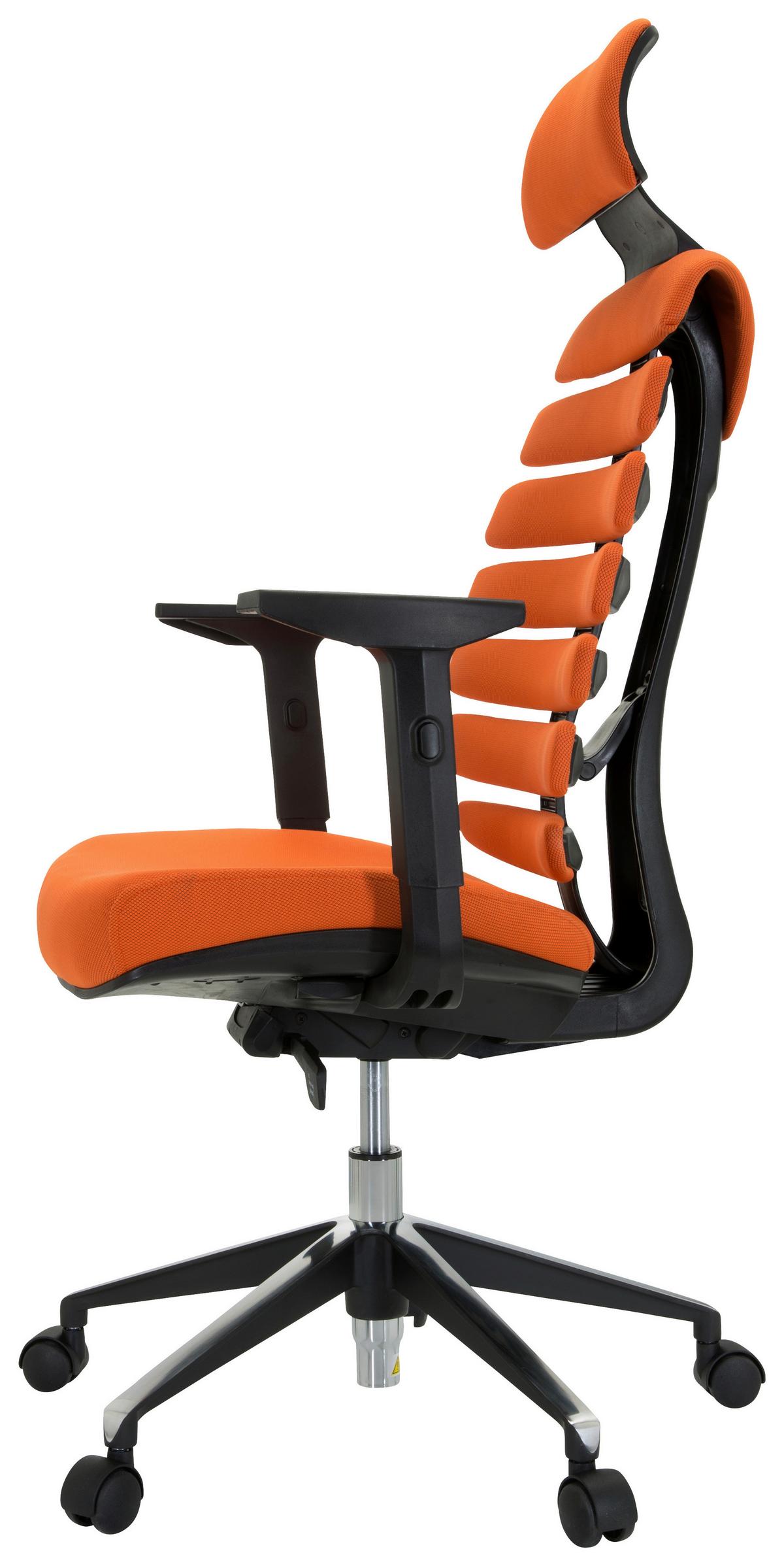 Drehstuhl Ergoline Ii Pro Orange/schwarz - Alufarben/Schwarz, MODERN, Kunststoff/Textil (65/131/53cm) - MID.YOU