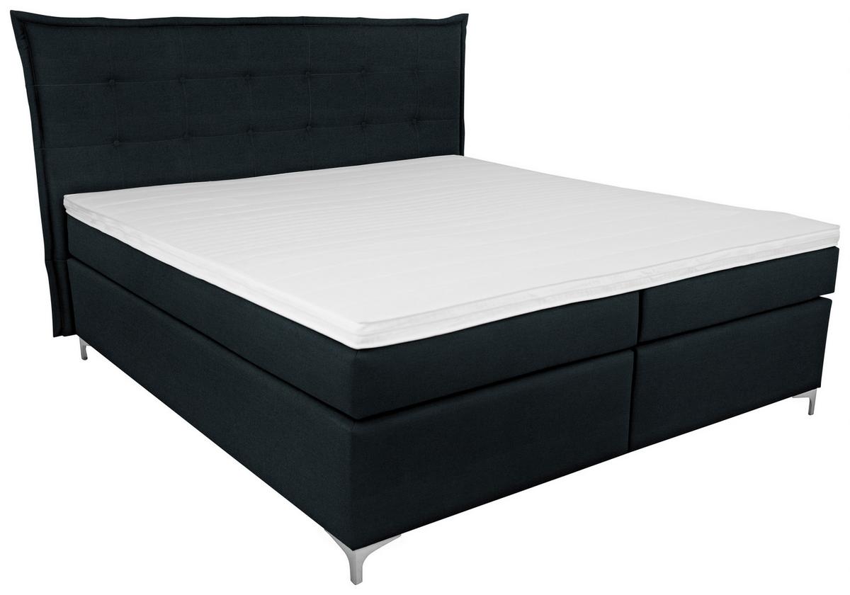 Boxspringbett mit Topper 180x200 Fabio Schwarz - Schwarz, MODERN, Textil (180/200cm)