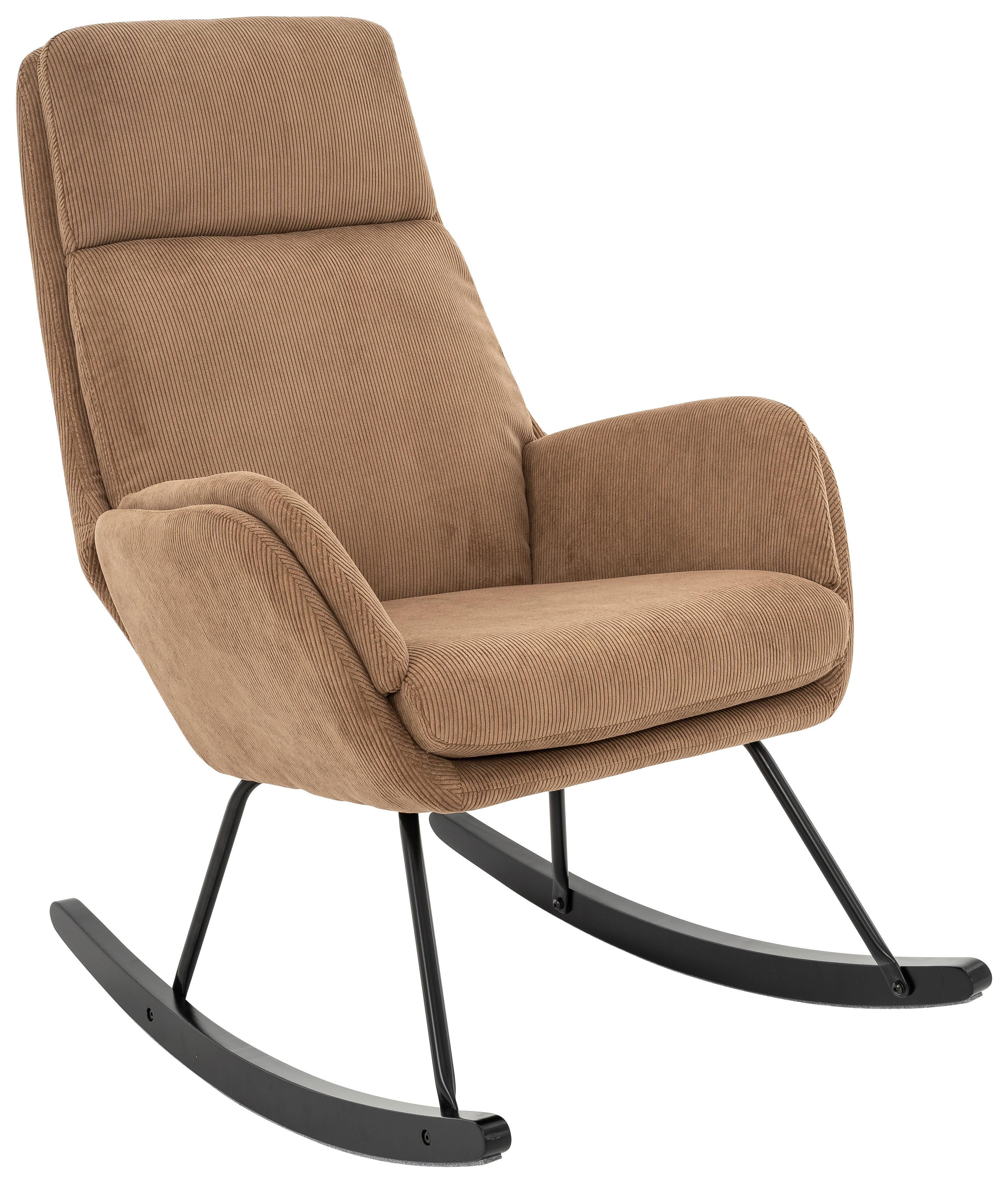 Schaulelsessel Nüv Braun C: 70 Cm - Schwarz/Braun, Design, Holz/Textil (70/105/87cm) - Livetastic
