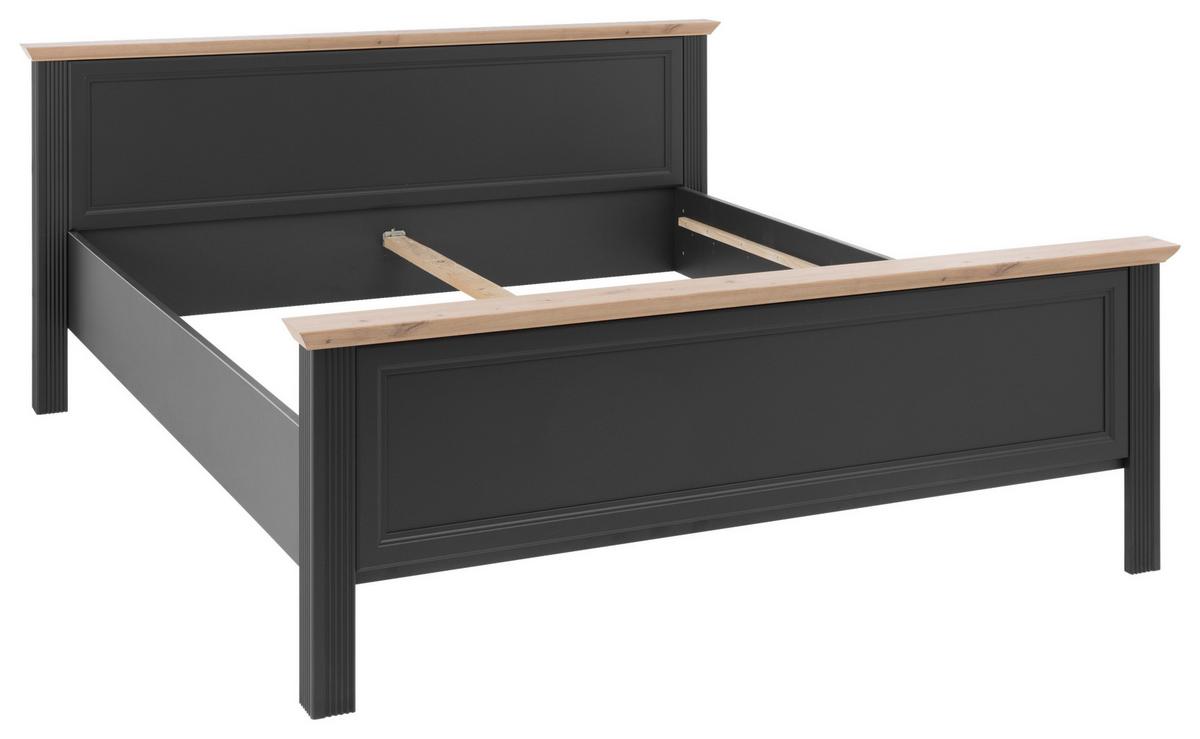 Doppelbett Landhaus-stil 180x200 Jasmin Ii Graphitfarb. - Graphitfarben/Schwarz, LIFESTYLE, Holzwerkstoff (180/200cm)