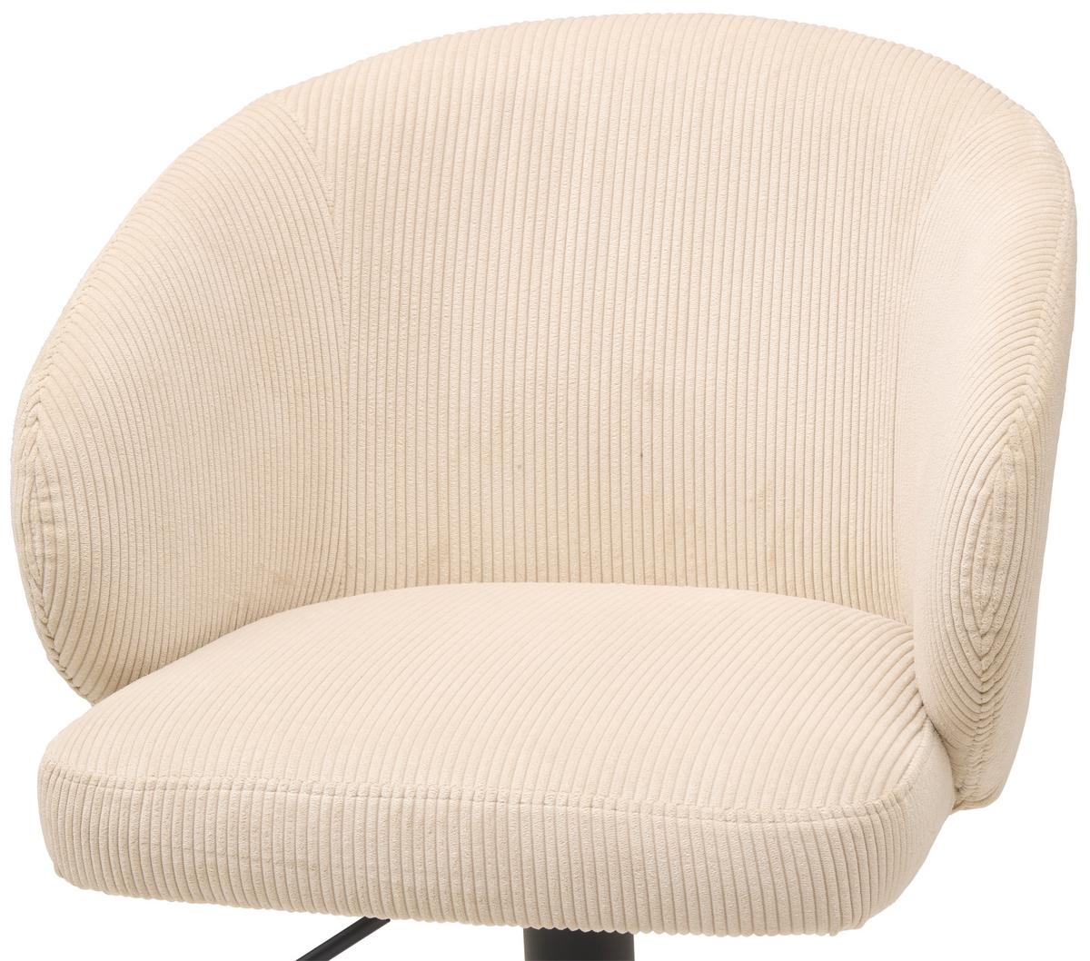 Barhocker höhenverstellbar mit Lehne Wisal Cord Beige - Beige/Schwarz, KONVENTIONELL, Textil/Metall (54/91-112/52cm) - MID.YOU