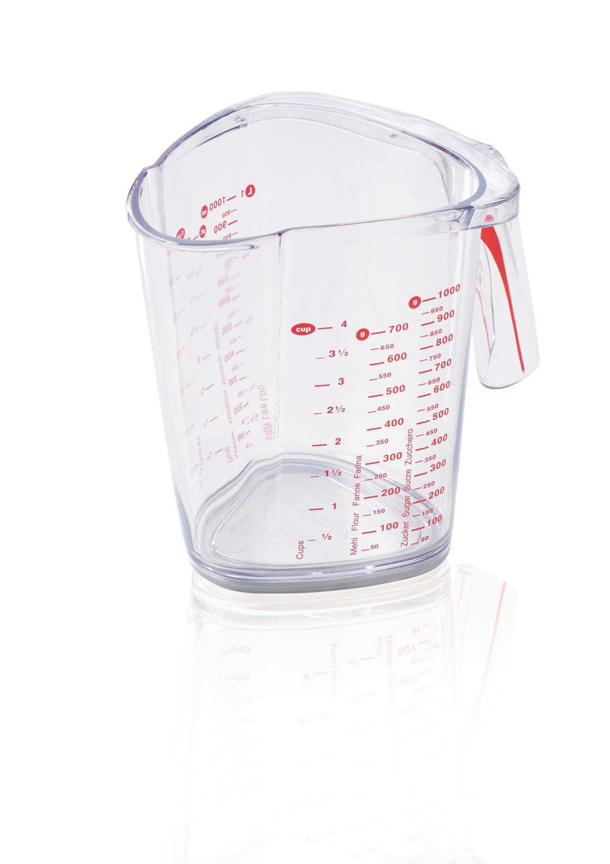 Messbecher Comfortline Inhalt Max. 1 Liter - Transparent/Rot, Basics, Kunststoff (16cm) - Leifheit