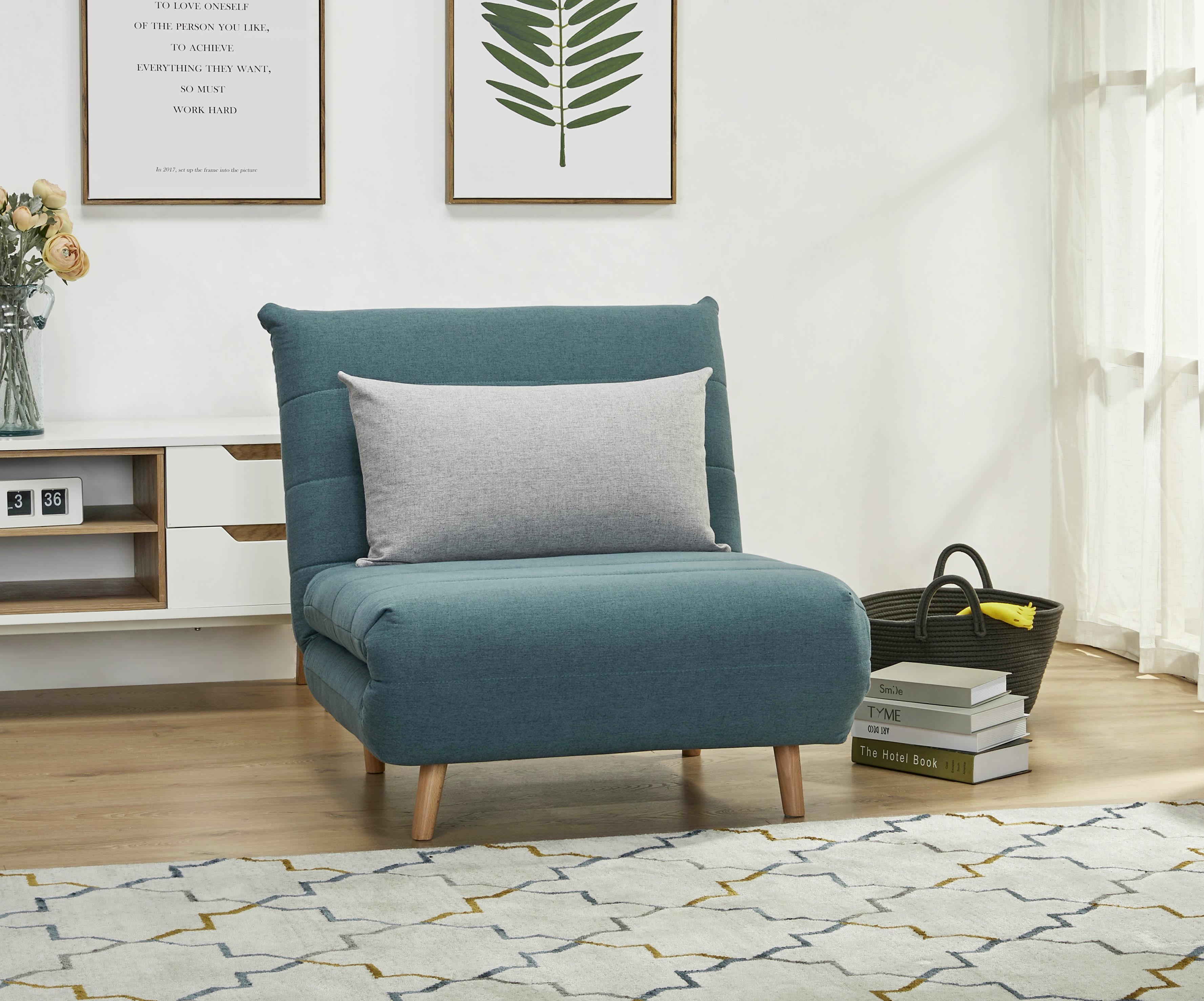 Fekvőfotel Simon - kék/szürke, Modern, textil (77/84/91cm) - Ondega