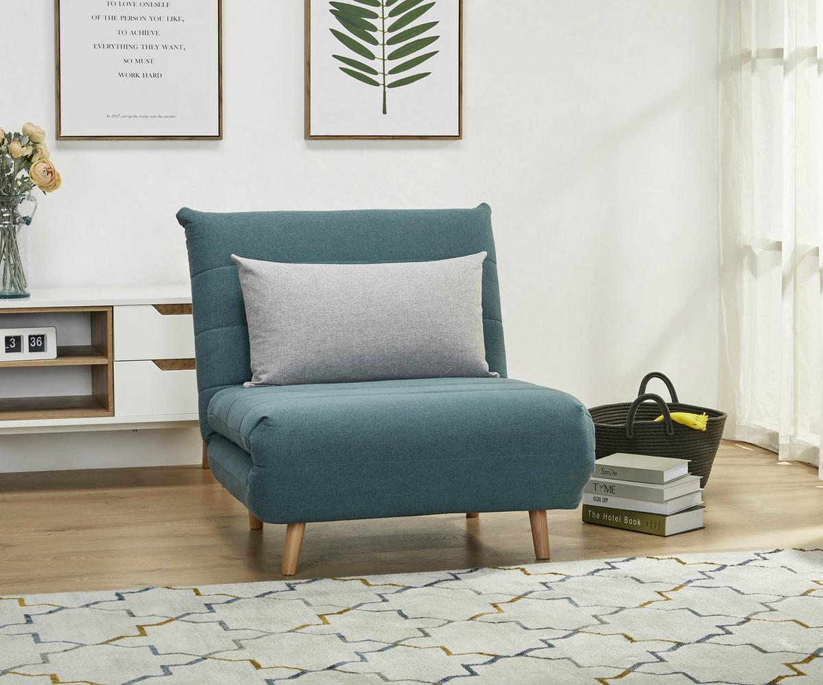 Fekvőfotel Simon - kék/szürke, Modern, textil (77/84/91cm) - Ondega